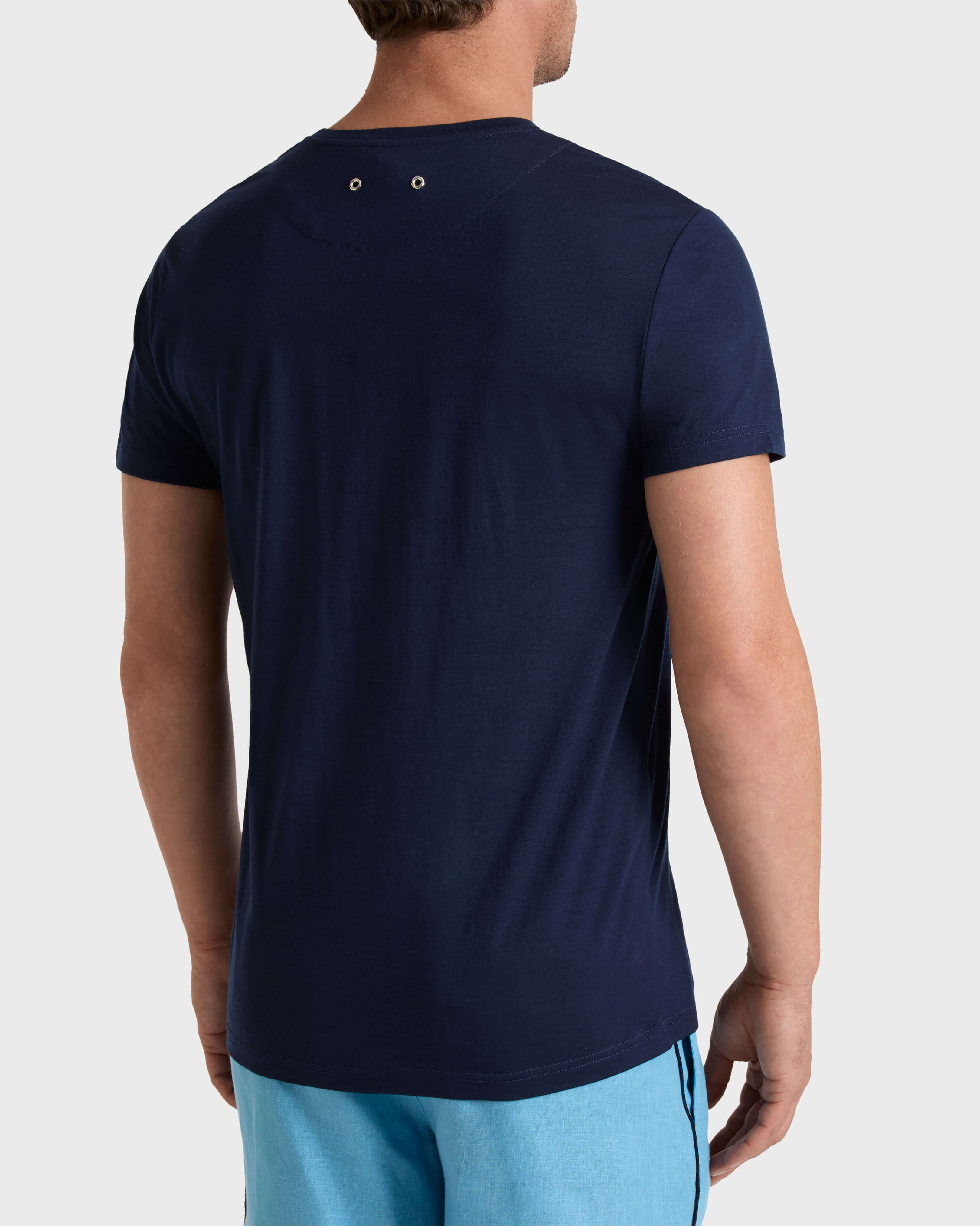 Solid Woll-T-Shirt für Herren MARINEBLAU backworn view