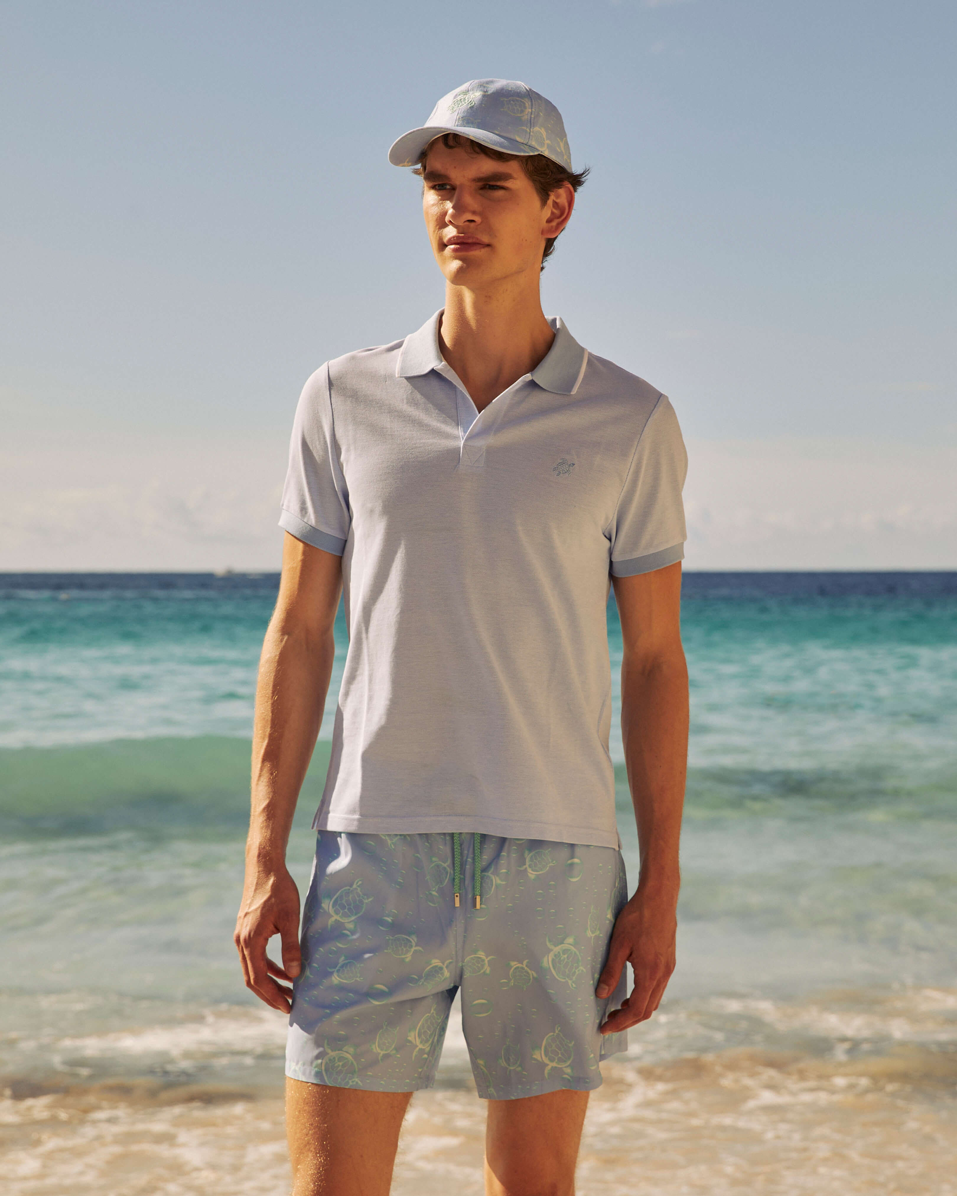 Polo uomo in cotone cangiante tinta unita CLOUDY look1 view