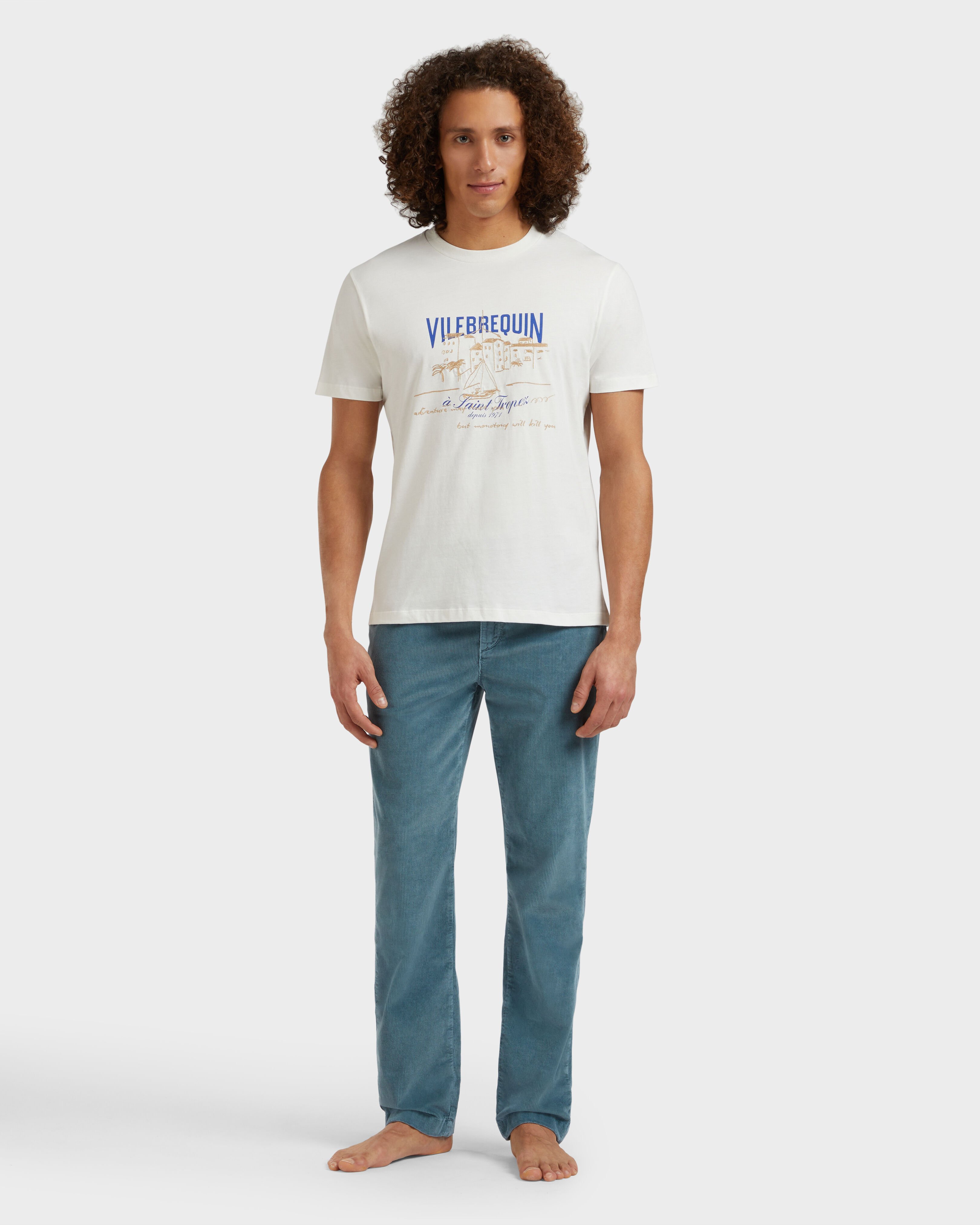 Men T-shirt VBQ Bateau OFF WHITE frontworn view