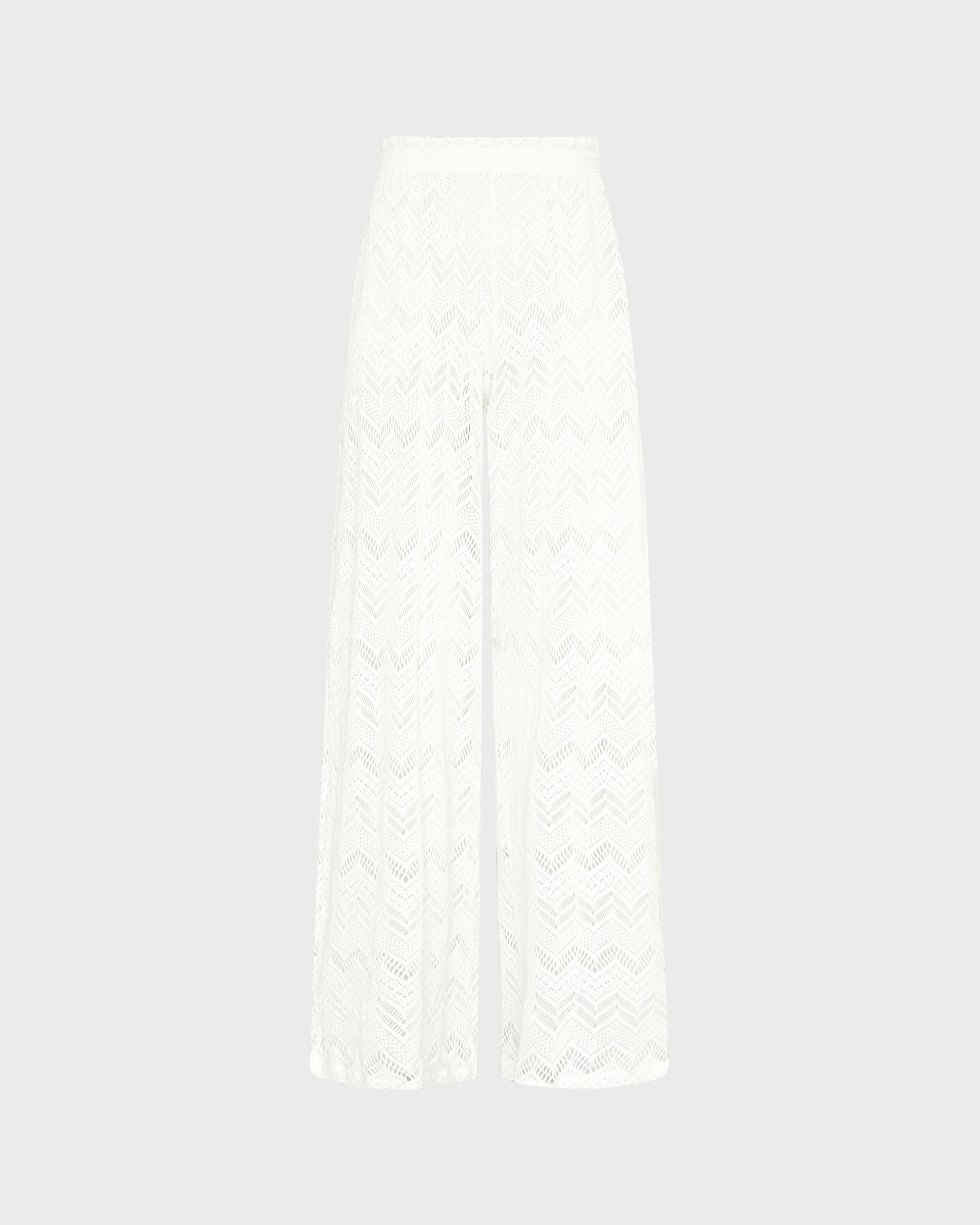 Pantaloni donna a gamba ampia in mesh OFF WHITE front view
