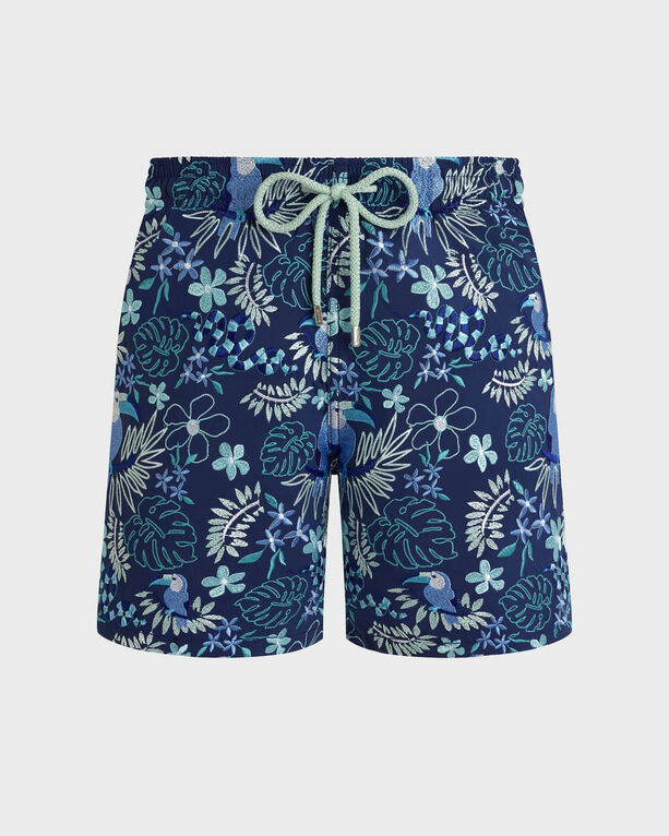 Vilebrequin - Men Embroidered Swim Trunks Papel De Embrulho - Limited Edition - Swimwear - Mistral - Blue - Size M