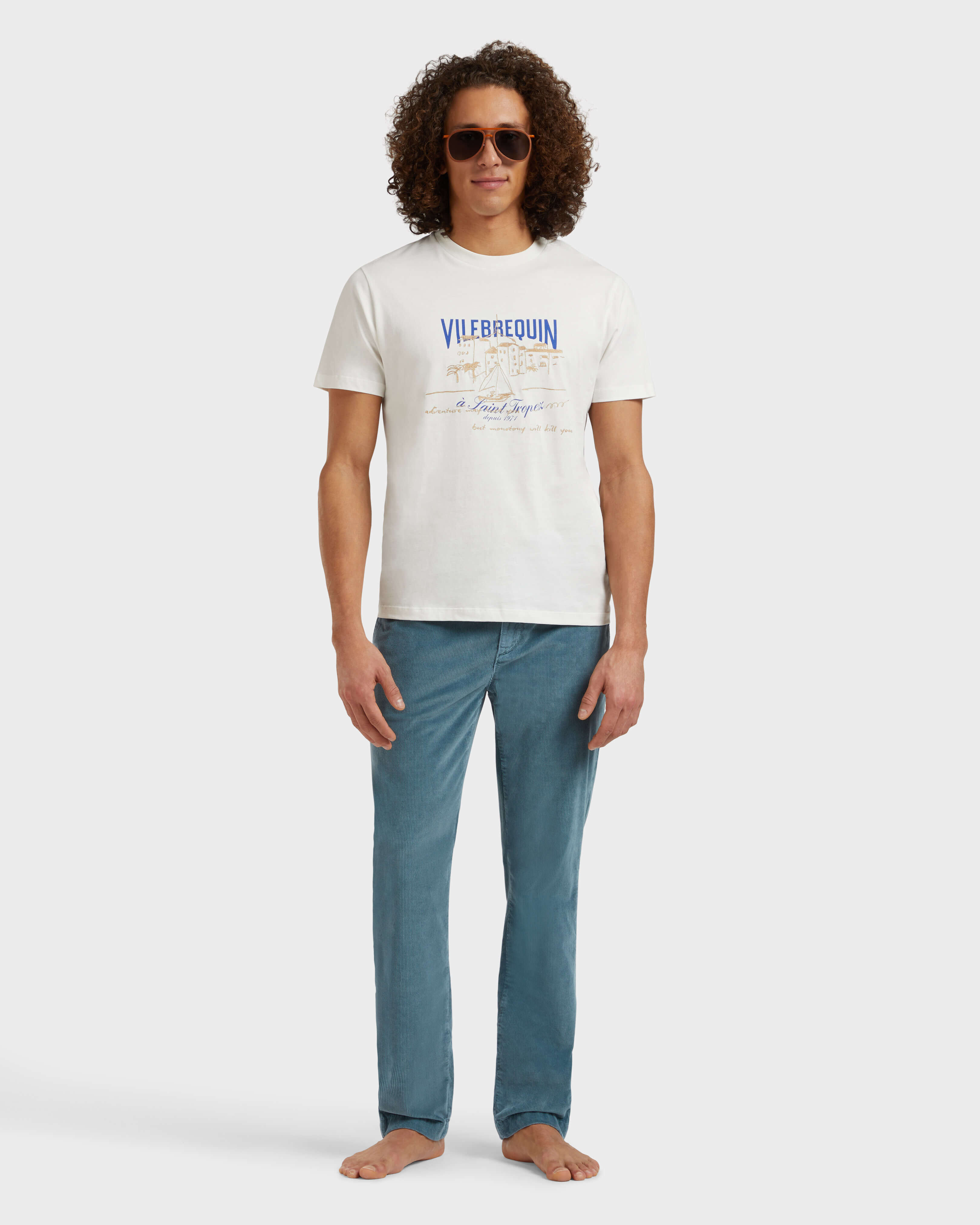 Men Elastic Waist Pants Velvet PEACOCK supp1 view