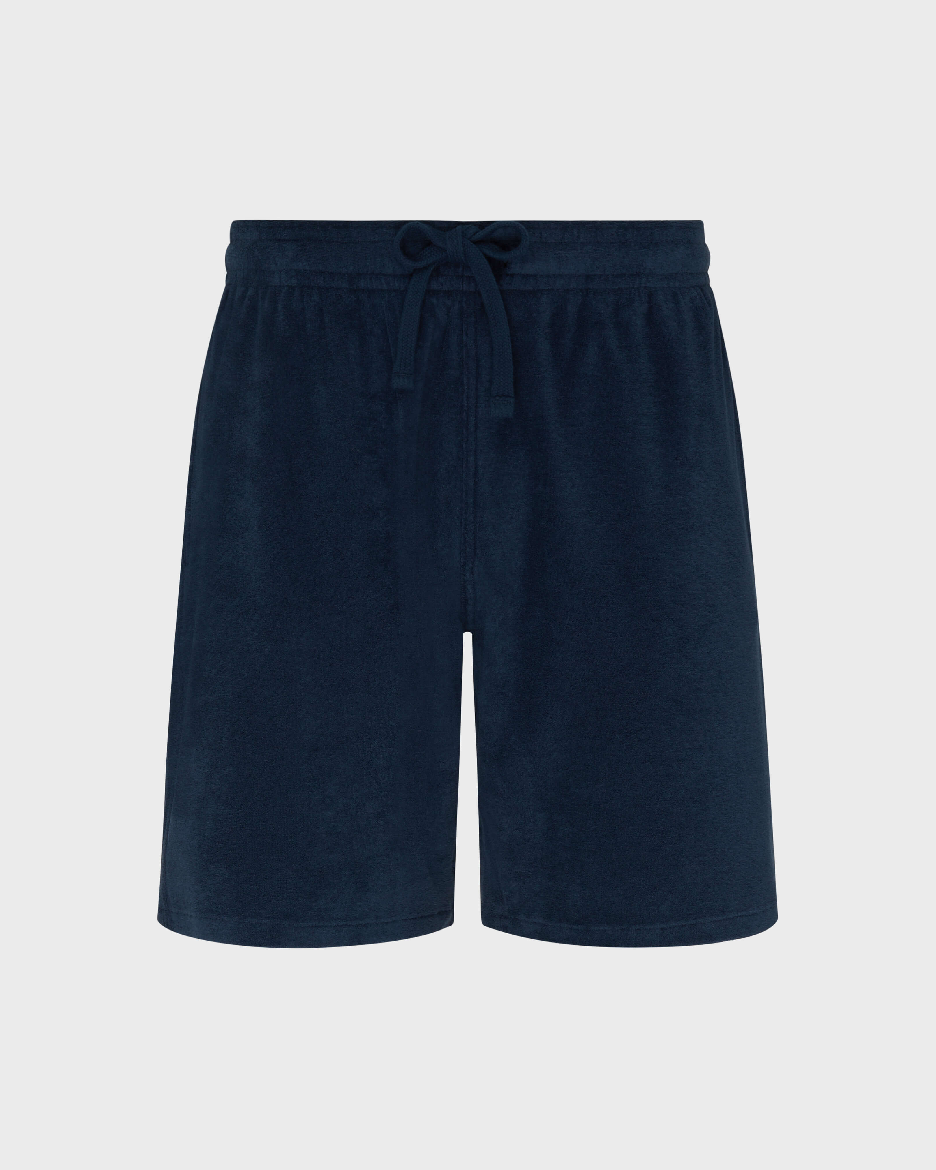 Terry Bermuda Shorts Solid NAVY front view