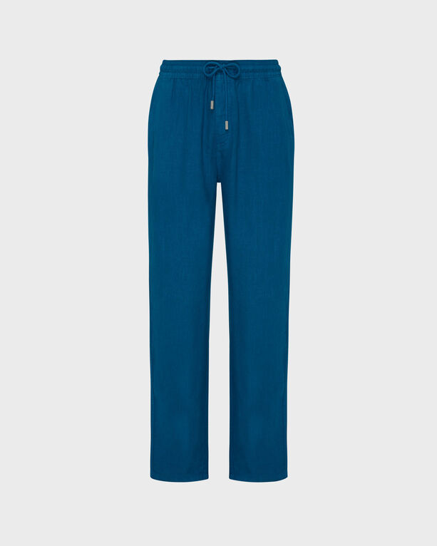 Vilebrequin - Men Linen Pants Solid - Pant - Pacha - Blue - Size S