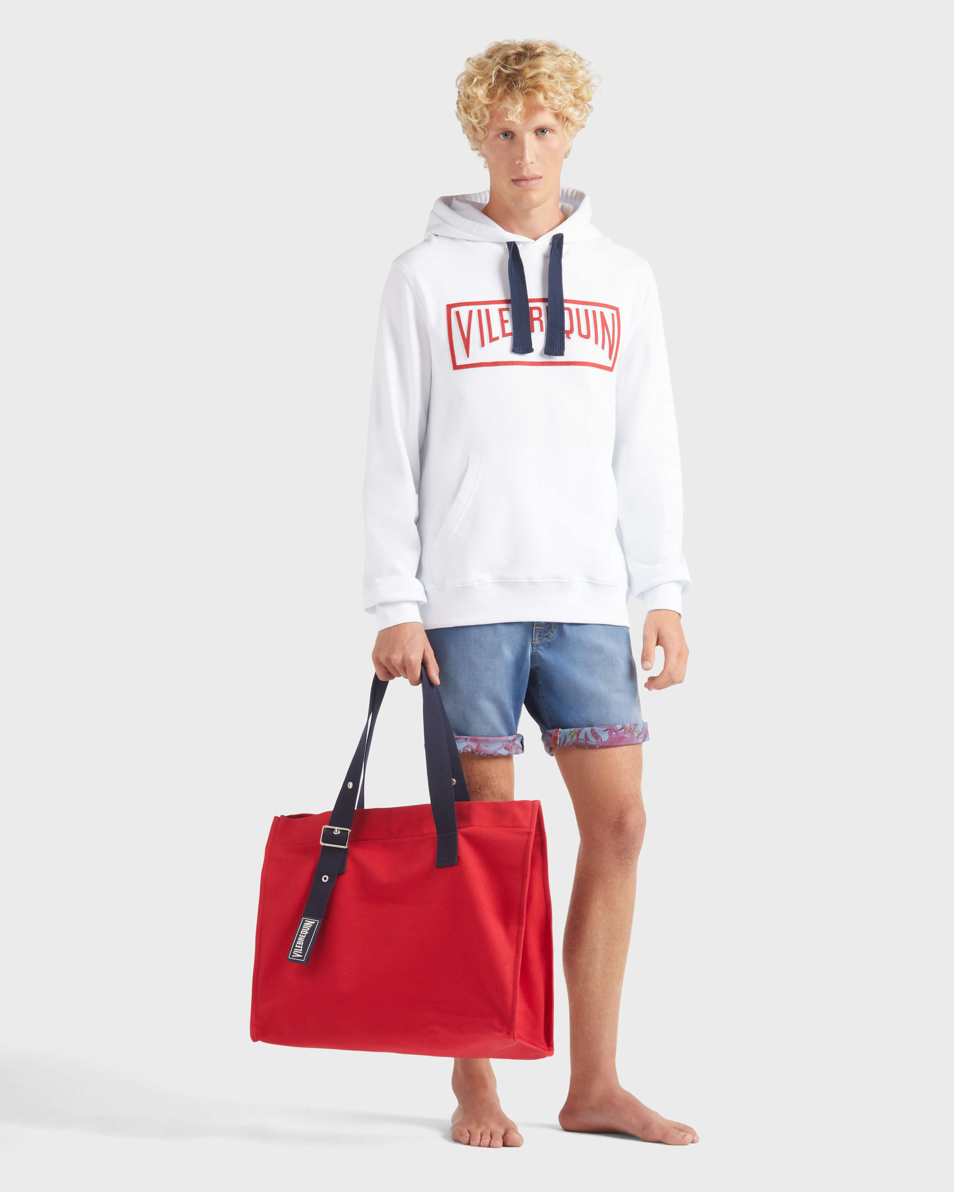 Men Cotton Hoodie Sweatshirt Solid WHITE supp1 view