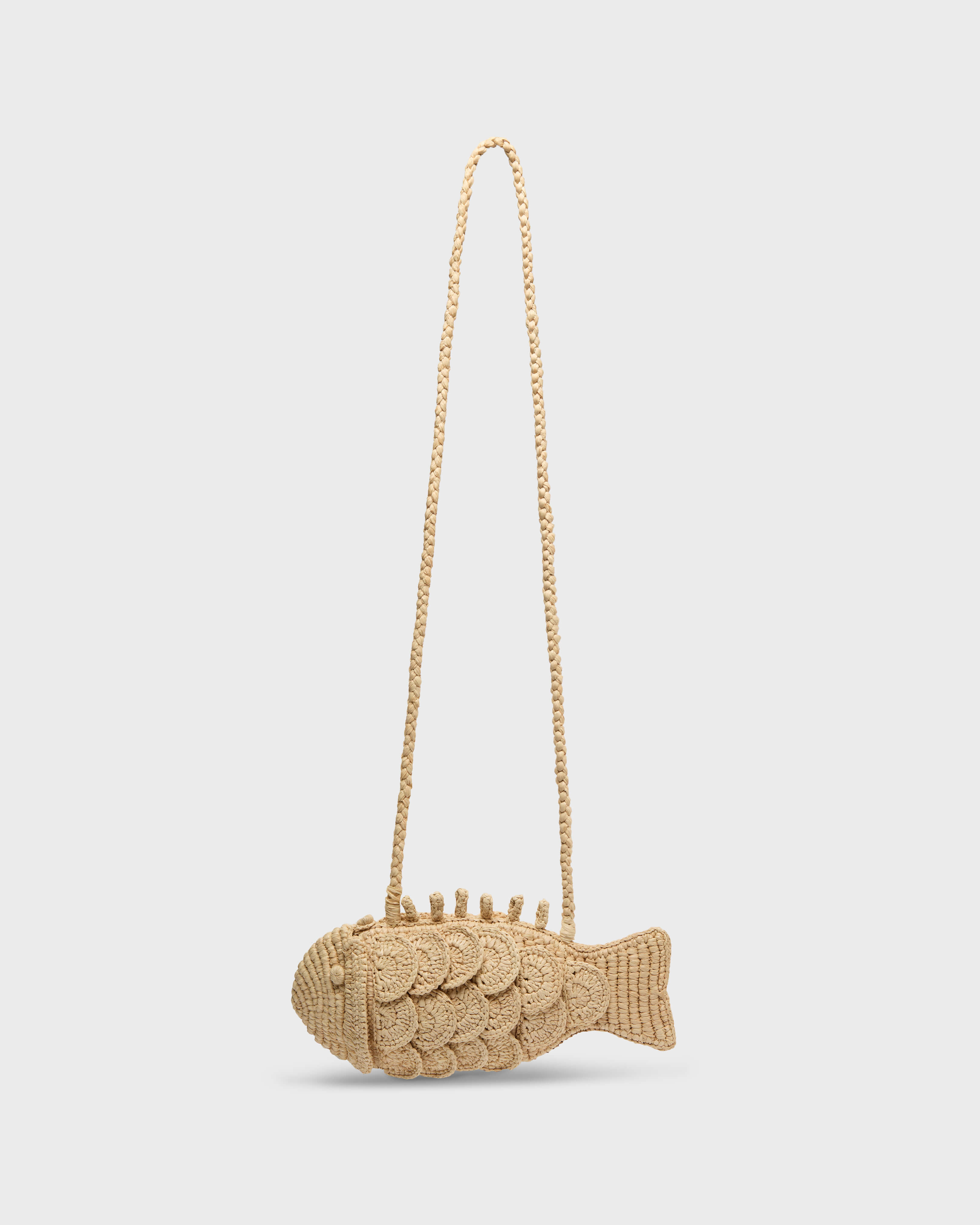 Women Raffia Small Fish Handbag NATURAL front view