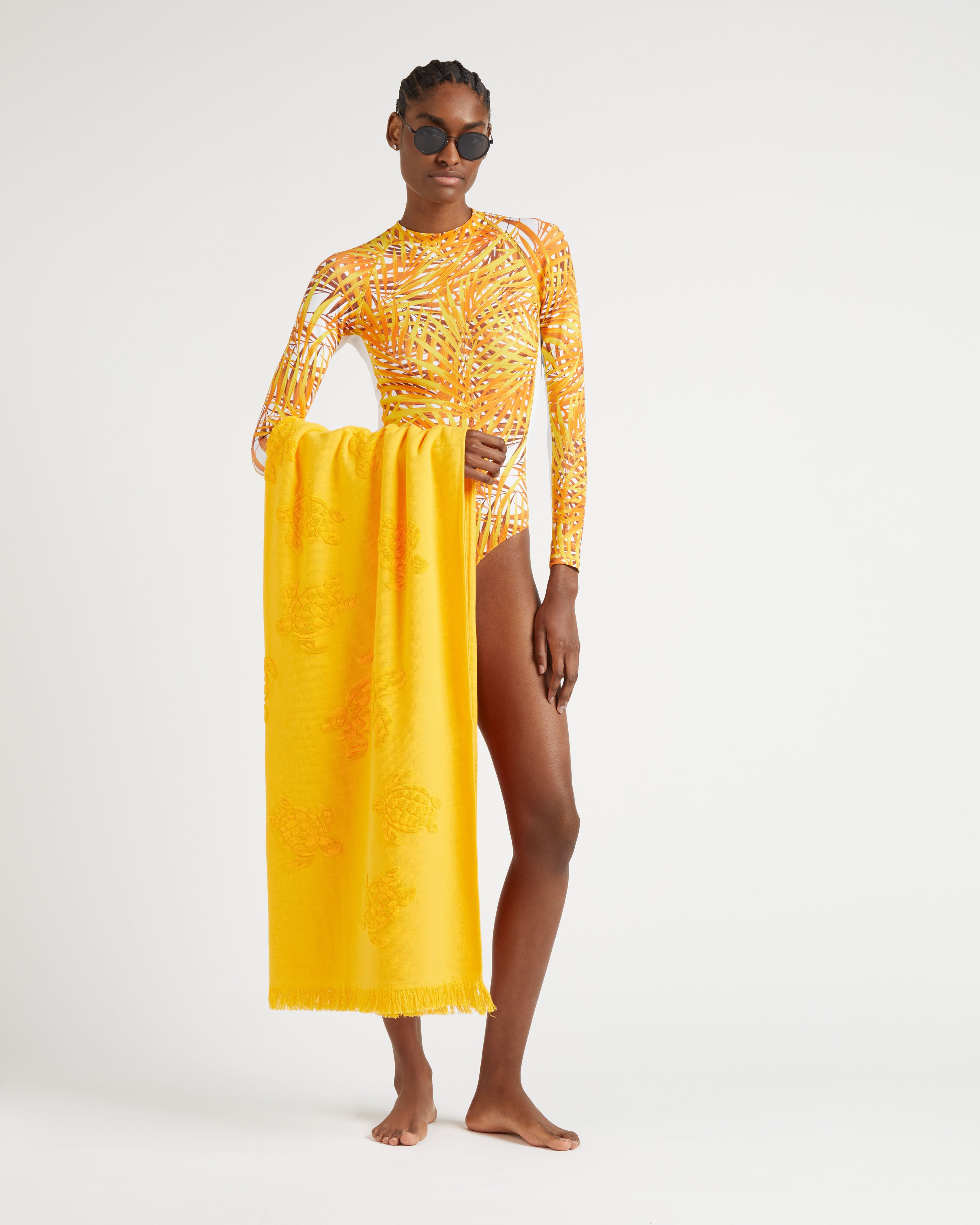 Women UV Protection One-piece Rashguard Palm Leaves MANGO supp1 view