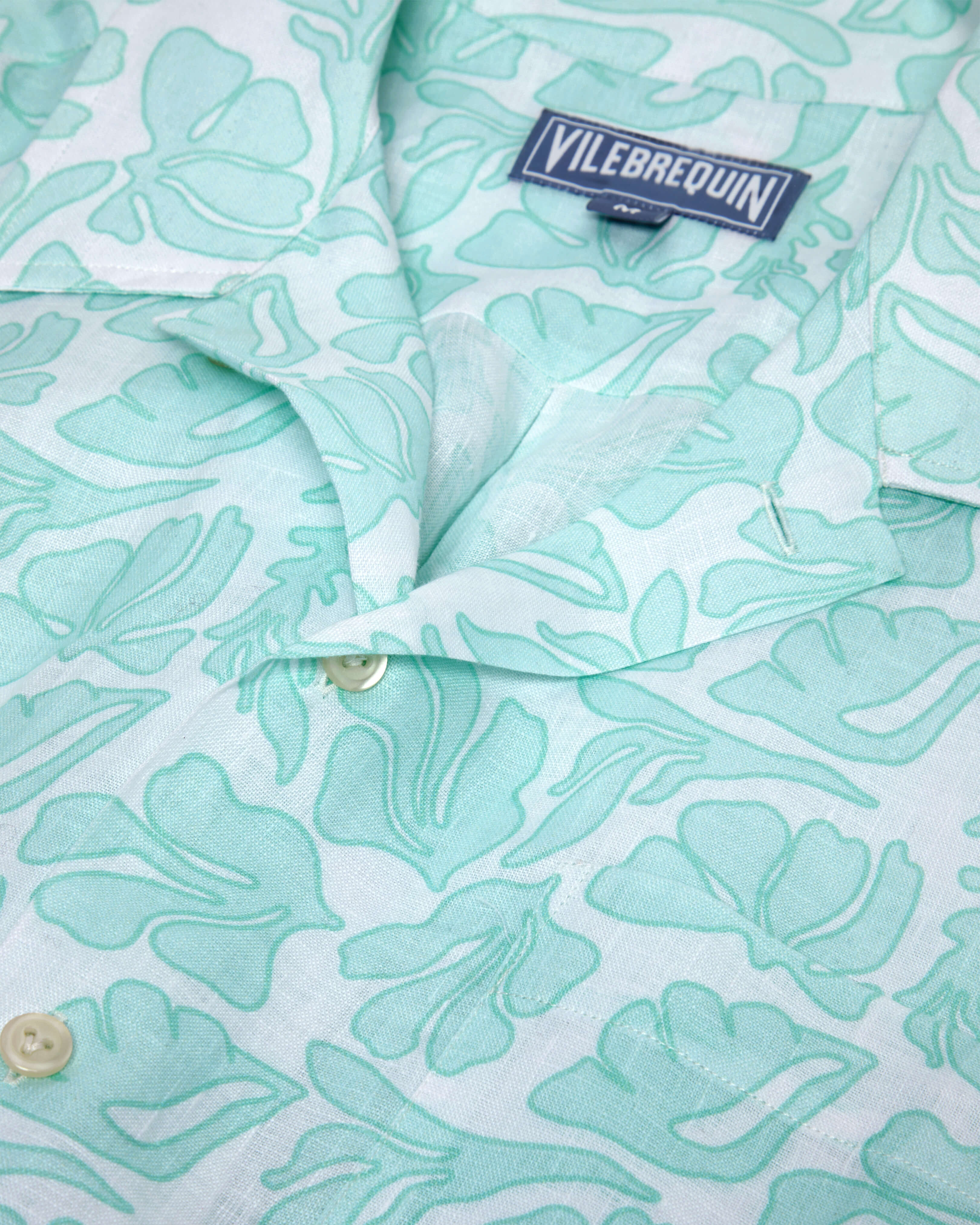 Men bowling Linen Shirt Seashells WHITE supp4 view