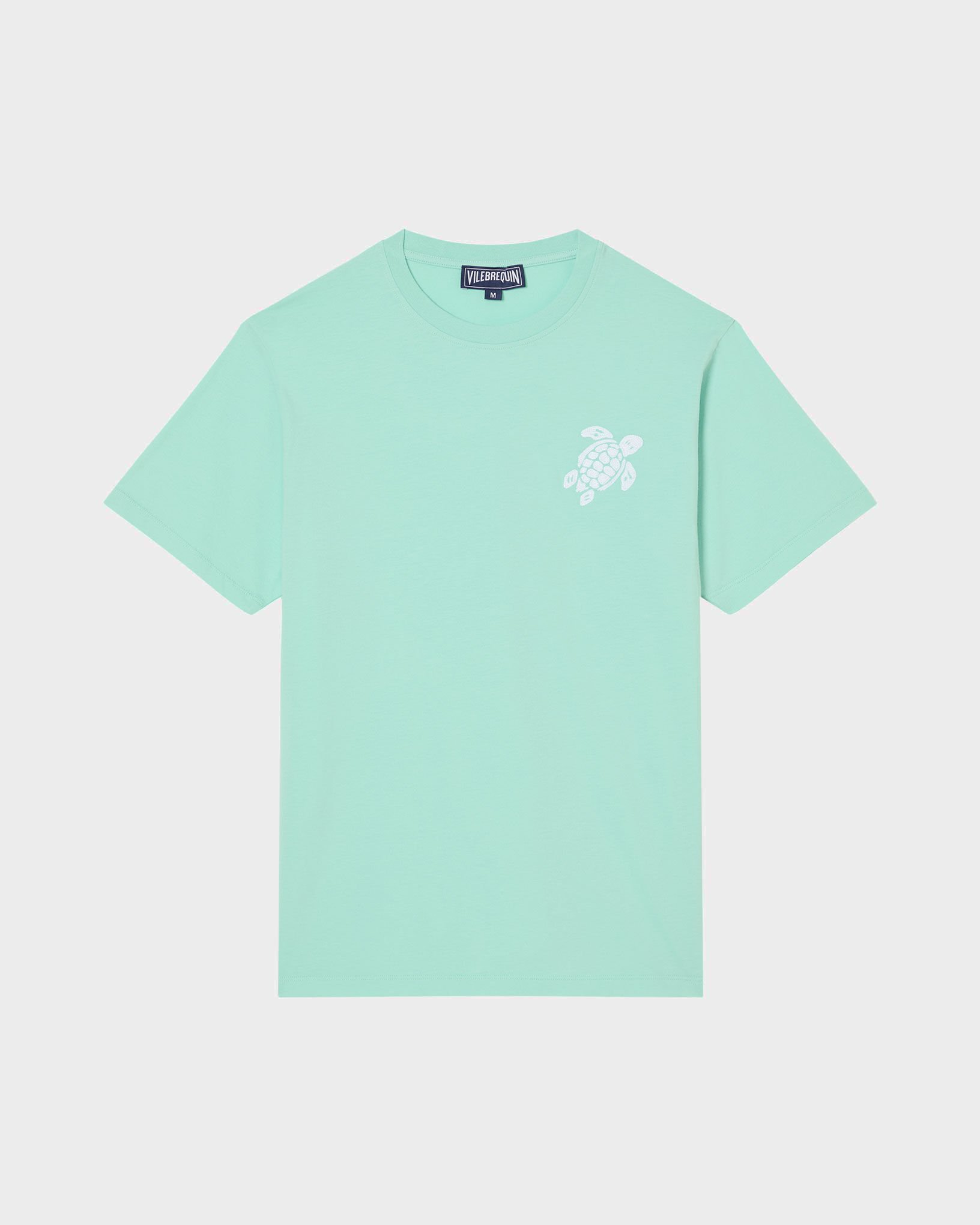 T-Shirt aus Bio-Baumwolle mit aufgestickter, großer Schildkröte für Herren CARIBBEAN front view
