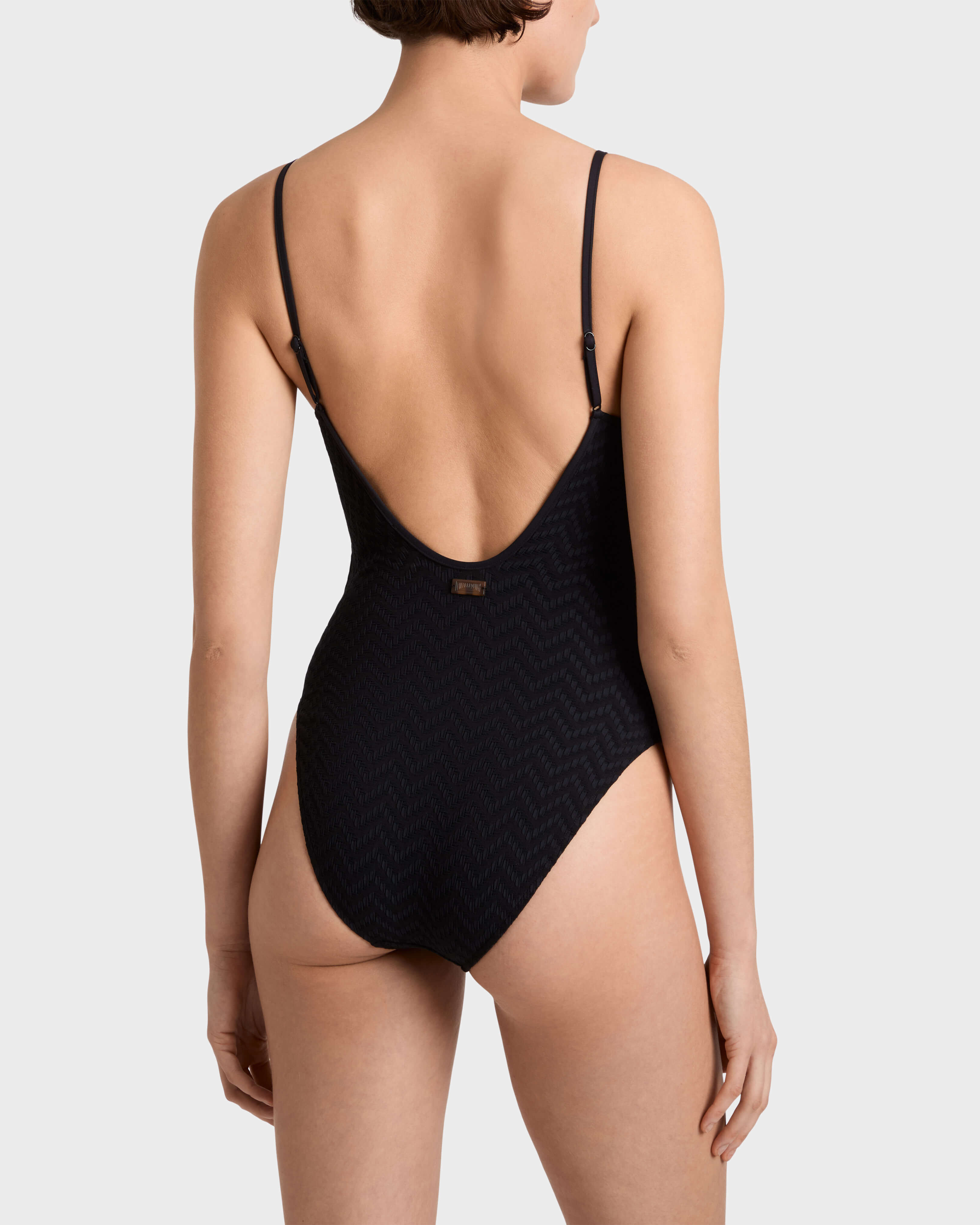 Costume intero donna Jacquard Chevron NERO backworn view