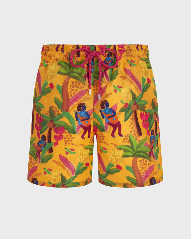 Vilebrequin - Men Swim Trunks Tropicalia Monogram Turtles Jacquard - Swimwear - Moopea - Orange - Size S