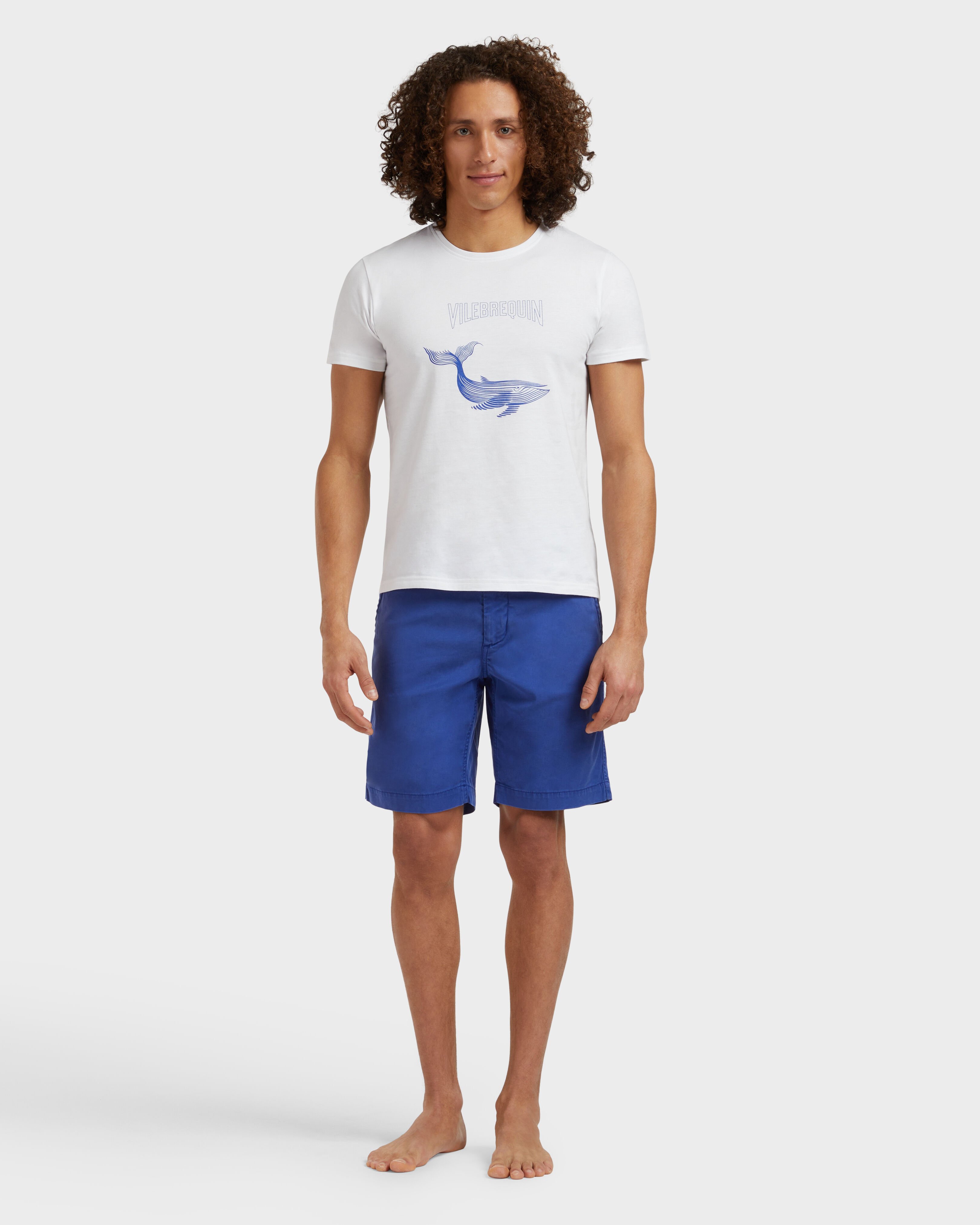 Men Organic Cotton T-shirt Whales WHITE frontworn view