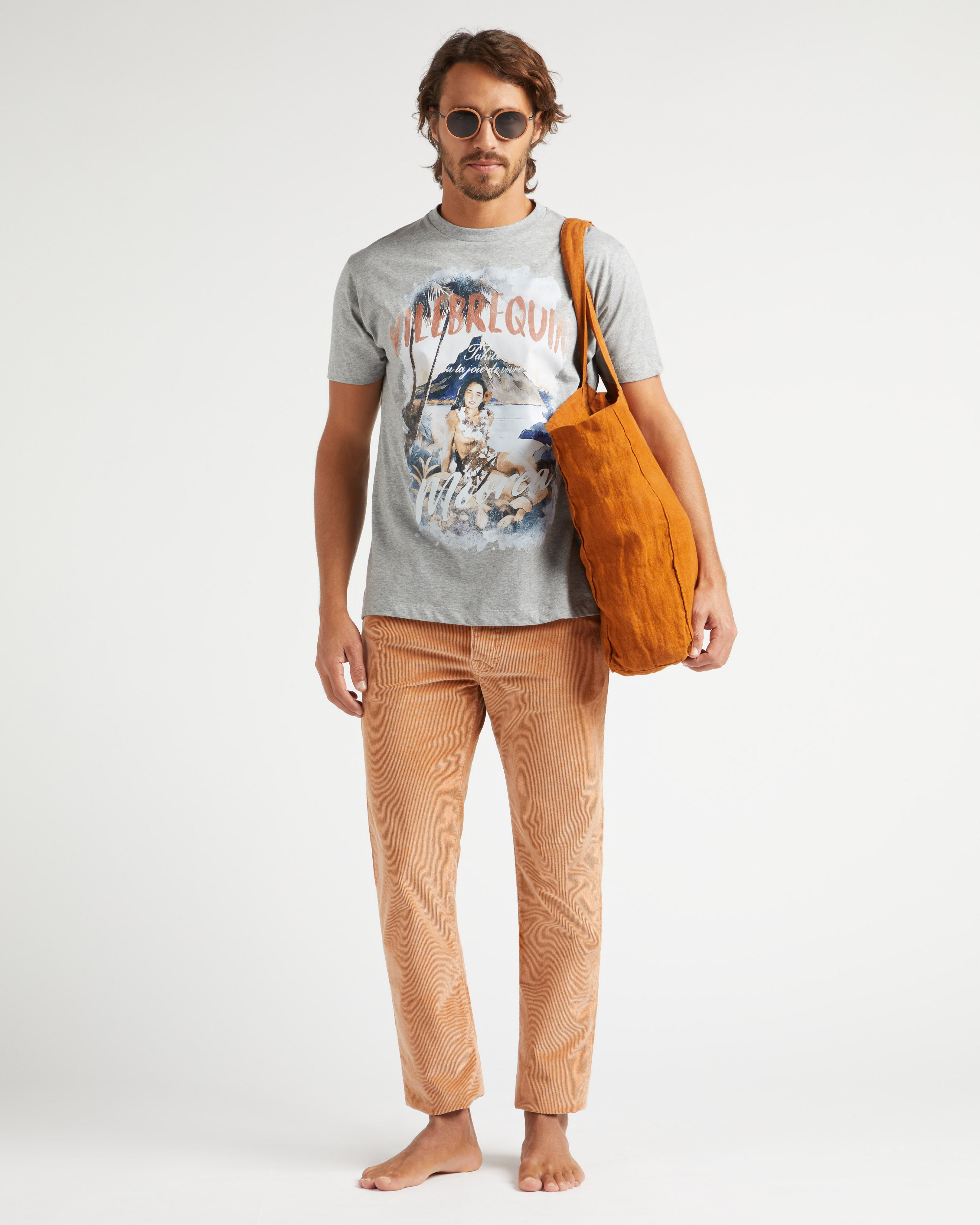 Men Vintage Faded 5-Pocket Corduroy Pants CARAMEL supp1 view
