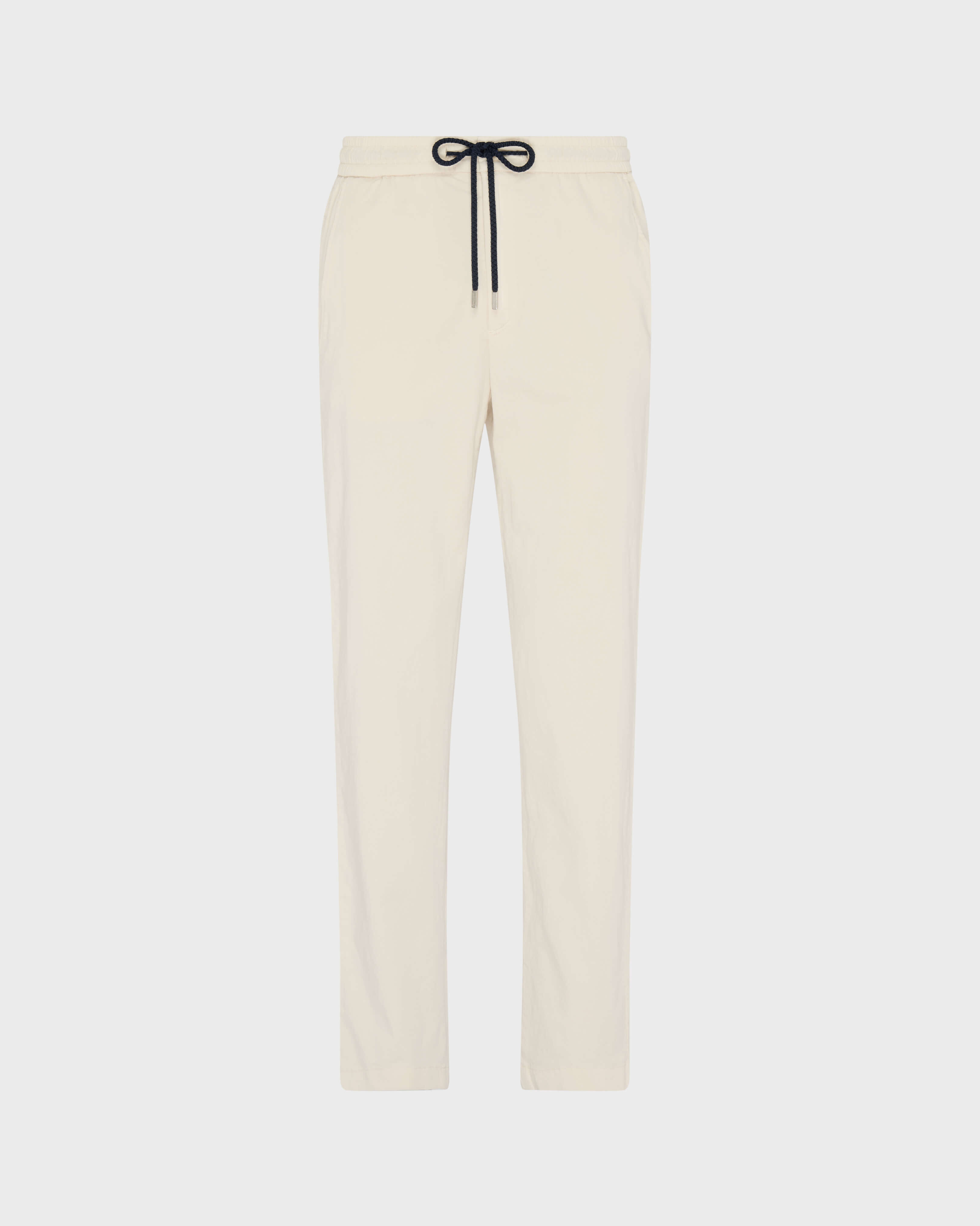 Men Satin Cotton Elastic Waist Pants Solid BRUME front view