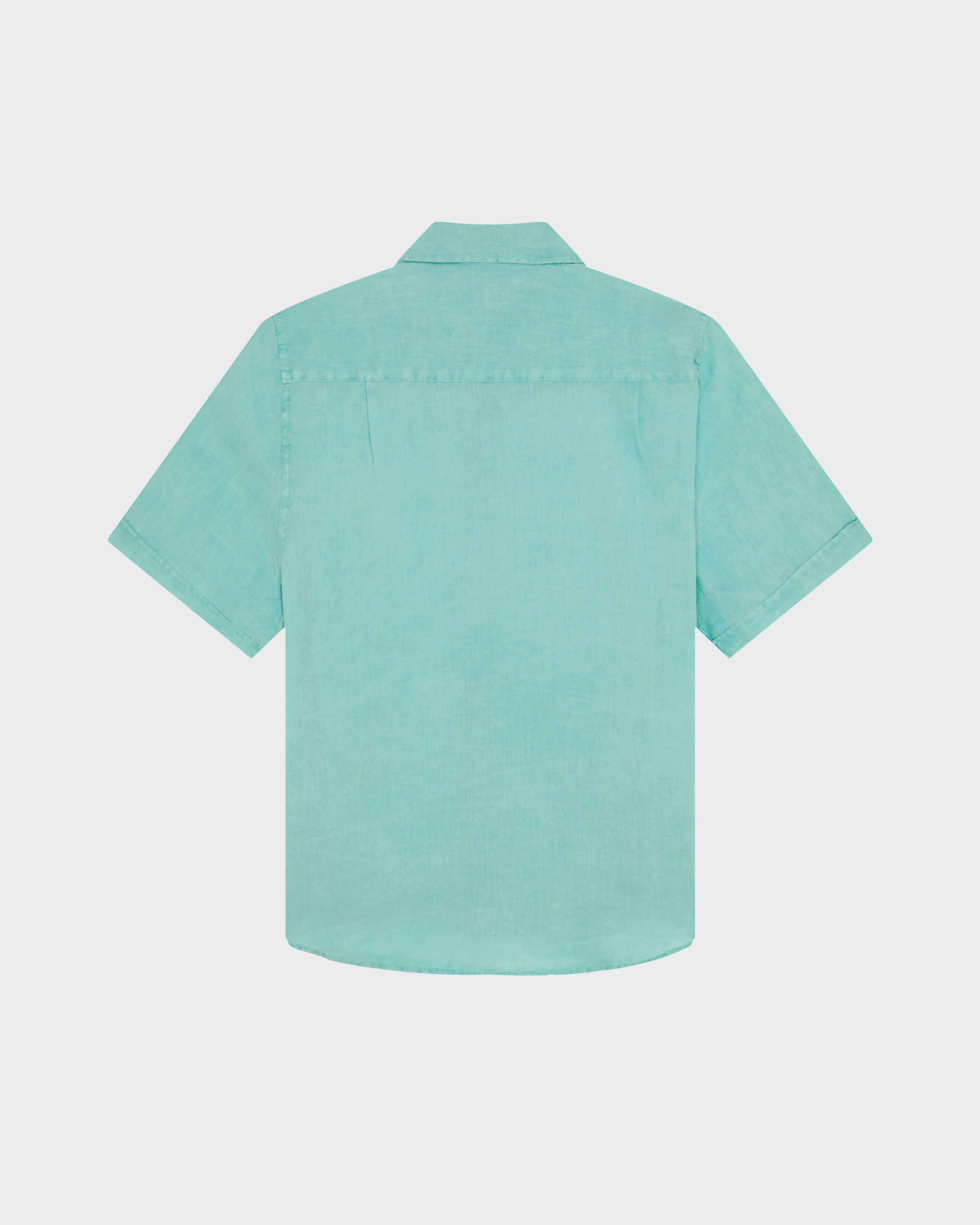 Men Bowling Linen Shirt Solid 438 back view