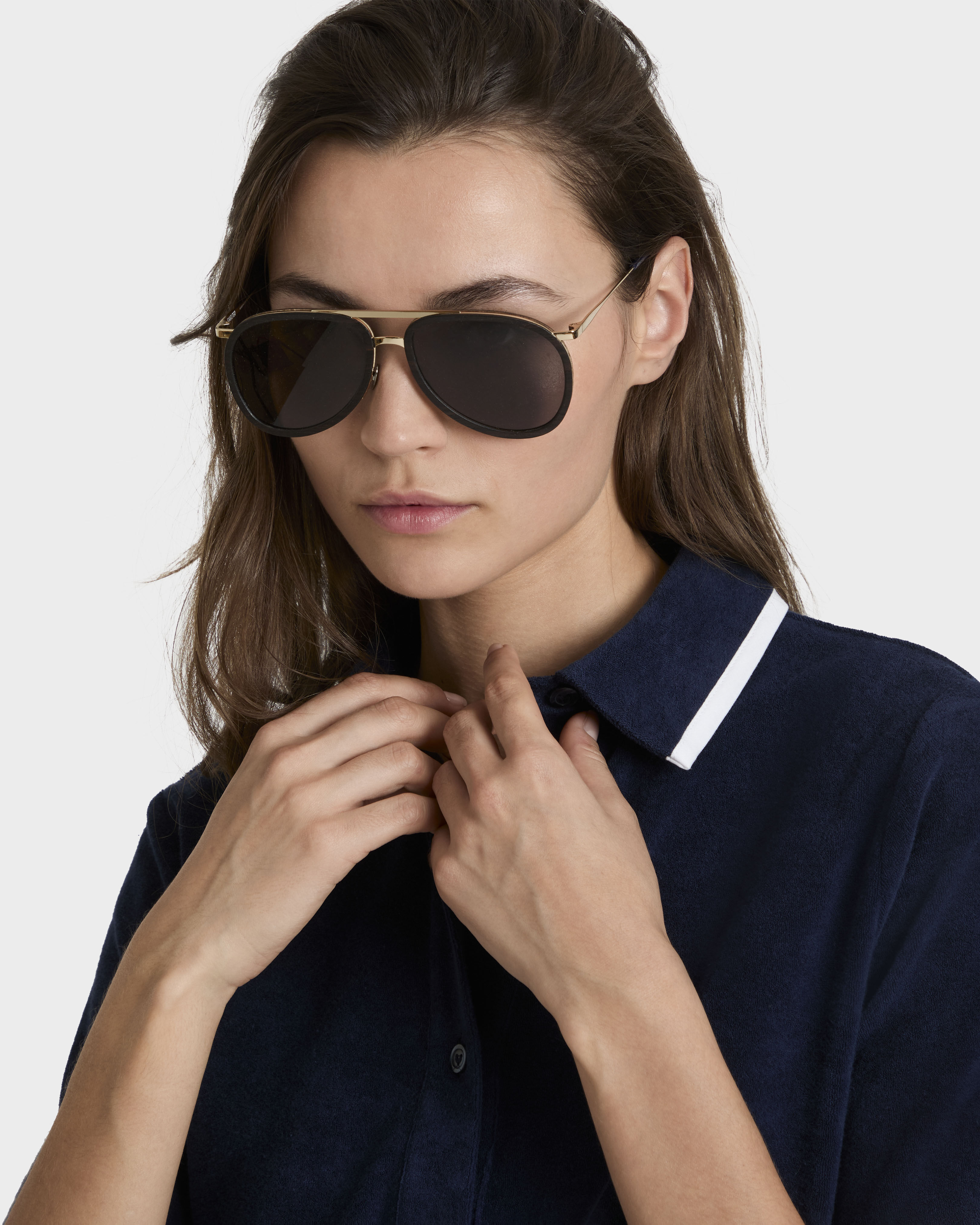 Maplewood Aviator Sunglasses YELLOW GOLDEN frontworn view