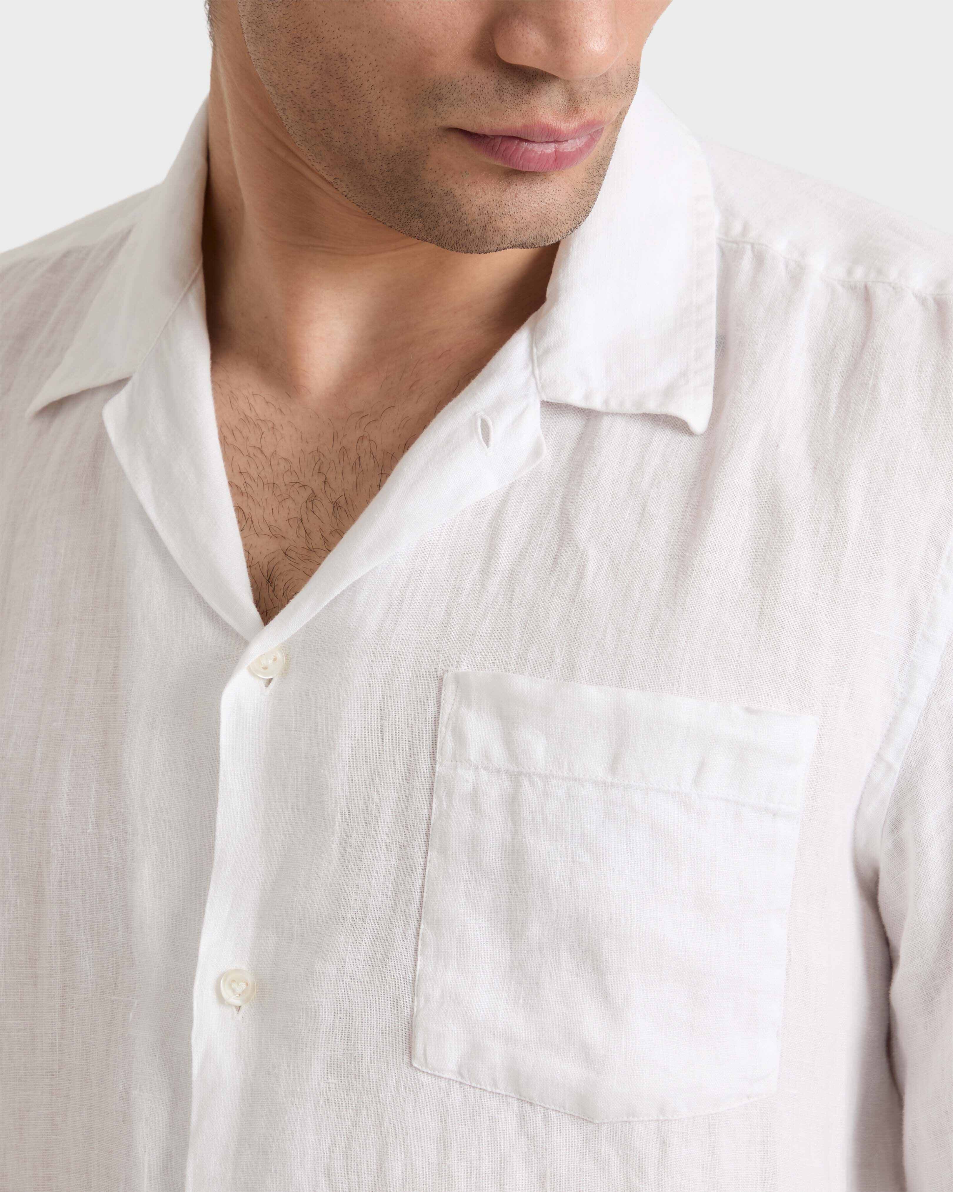 Chemise bowling en lin unie BLANC supp1 view