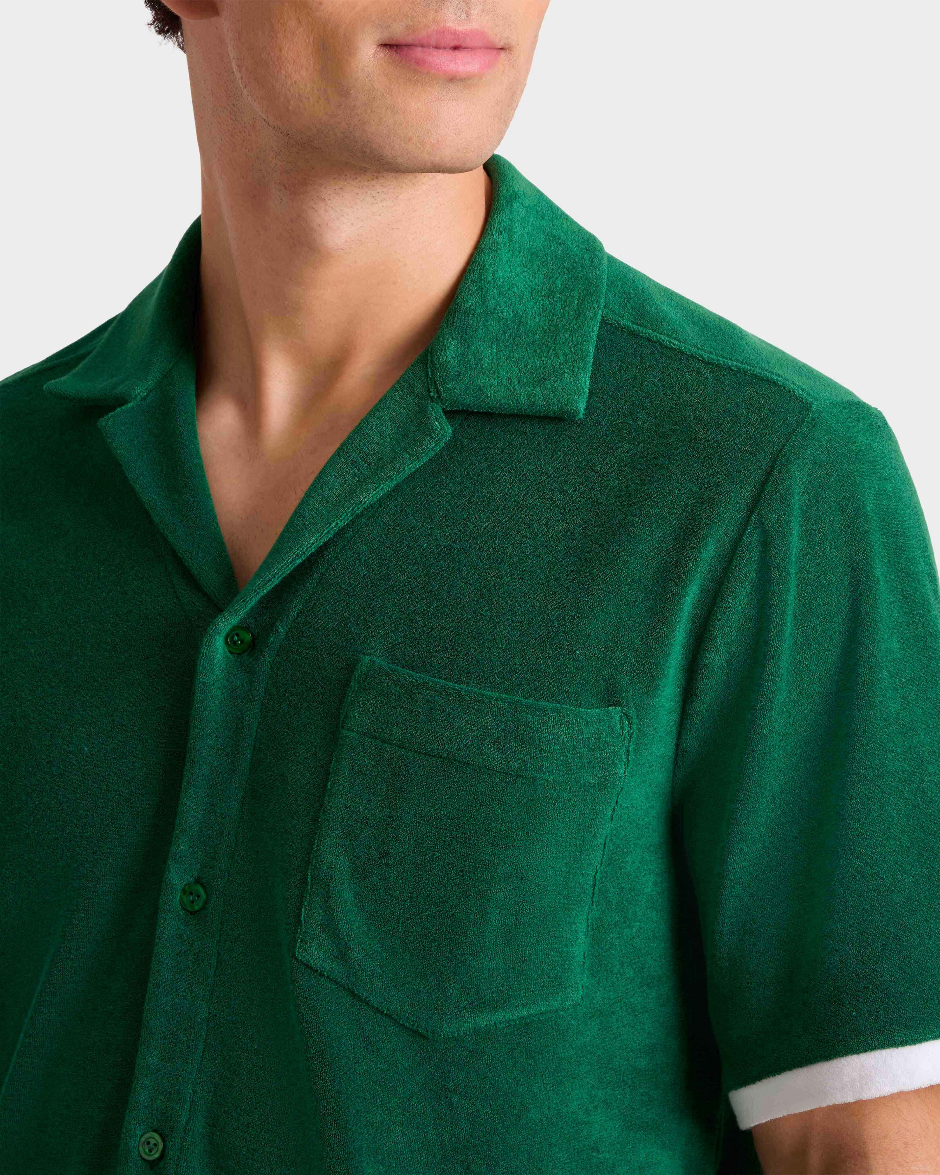 Men Terry Bowling Shirt Solid TROPICAL supp1 view