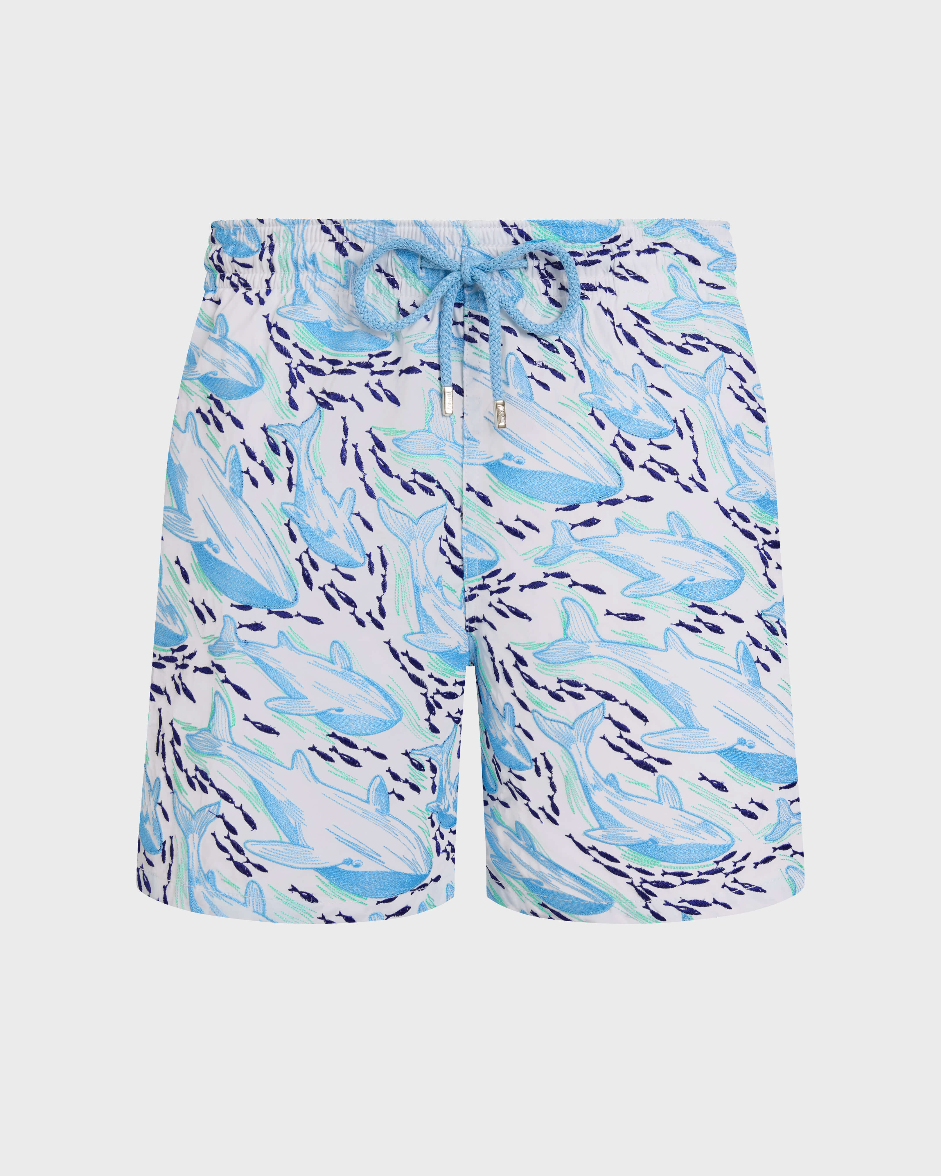 Bañador con bordado Whales Offset para hombre - Edición limitada BLANCO front view