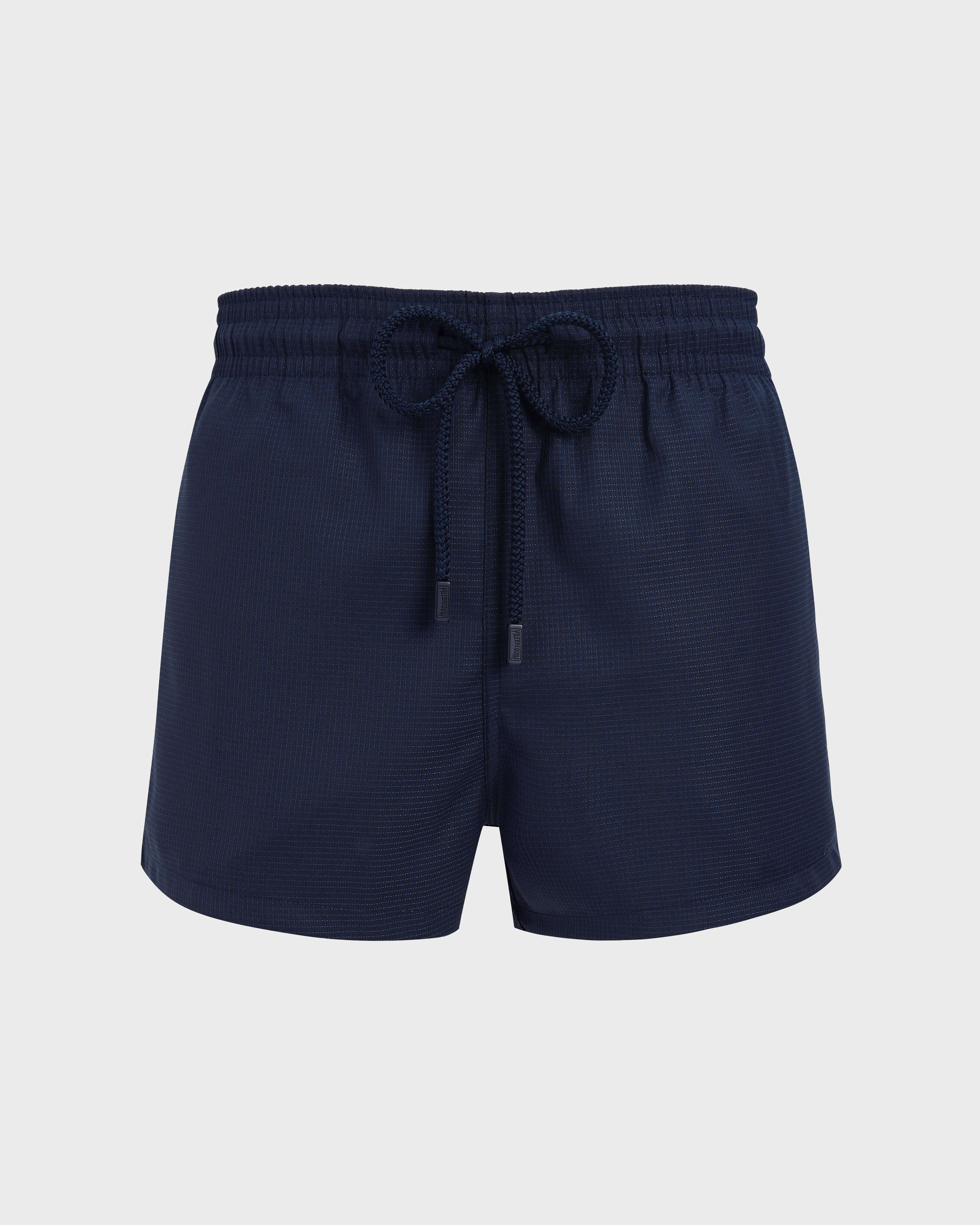 Men Short Merino Wool Swimwear Micro Carreaux - Vilebrequin x The Woolmark Company NAVY front view