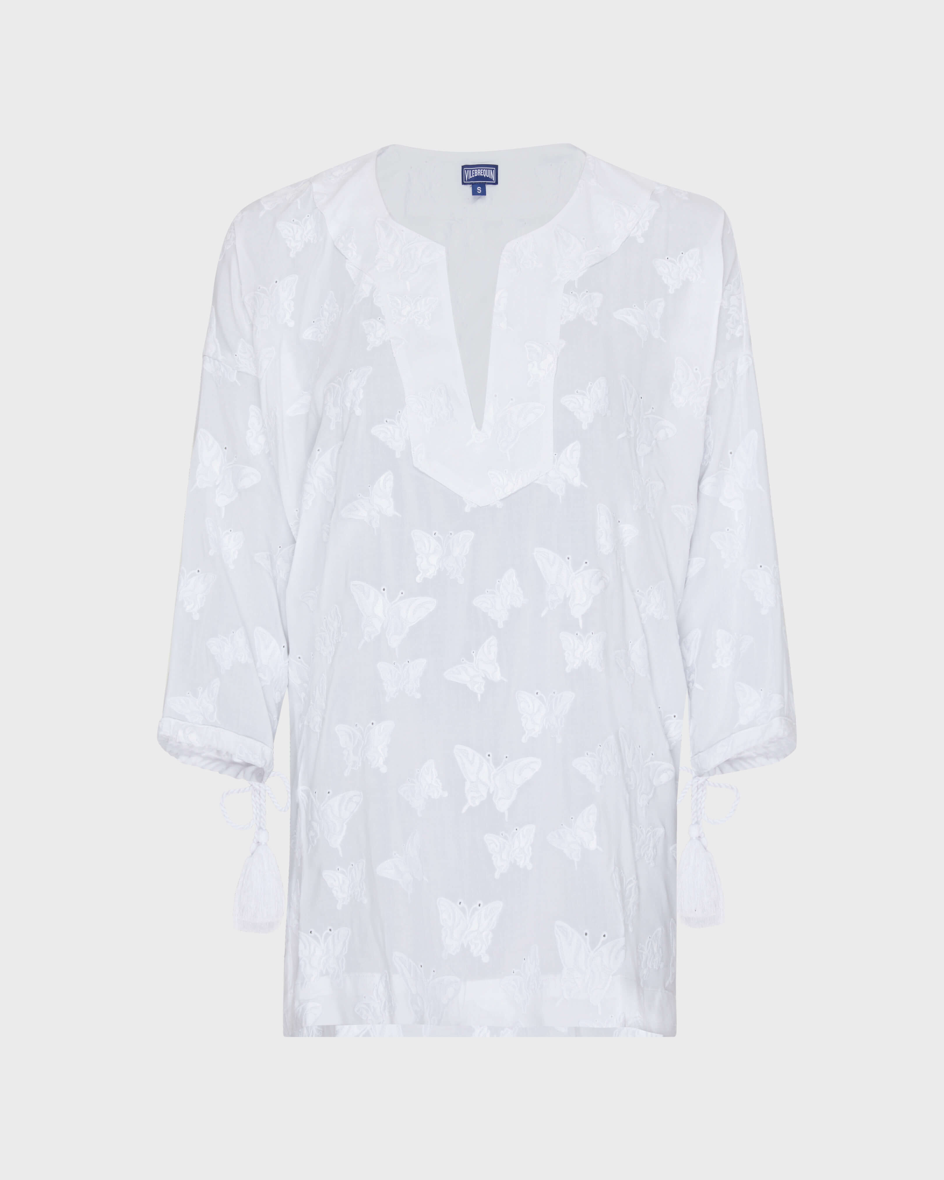 Women Viscose Shirt Disco Butterflies WHITE front view