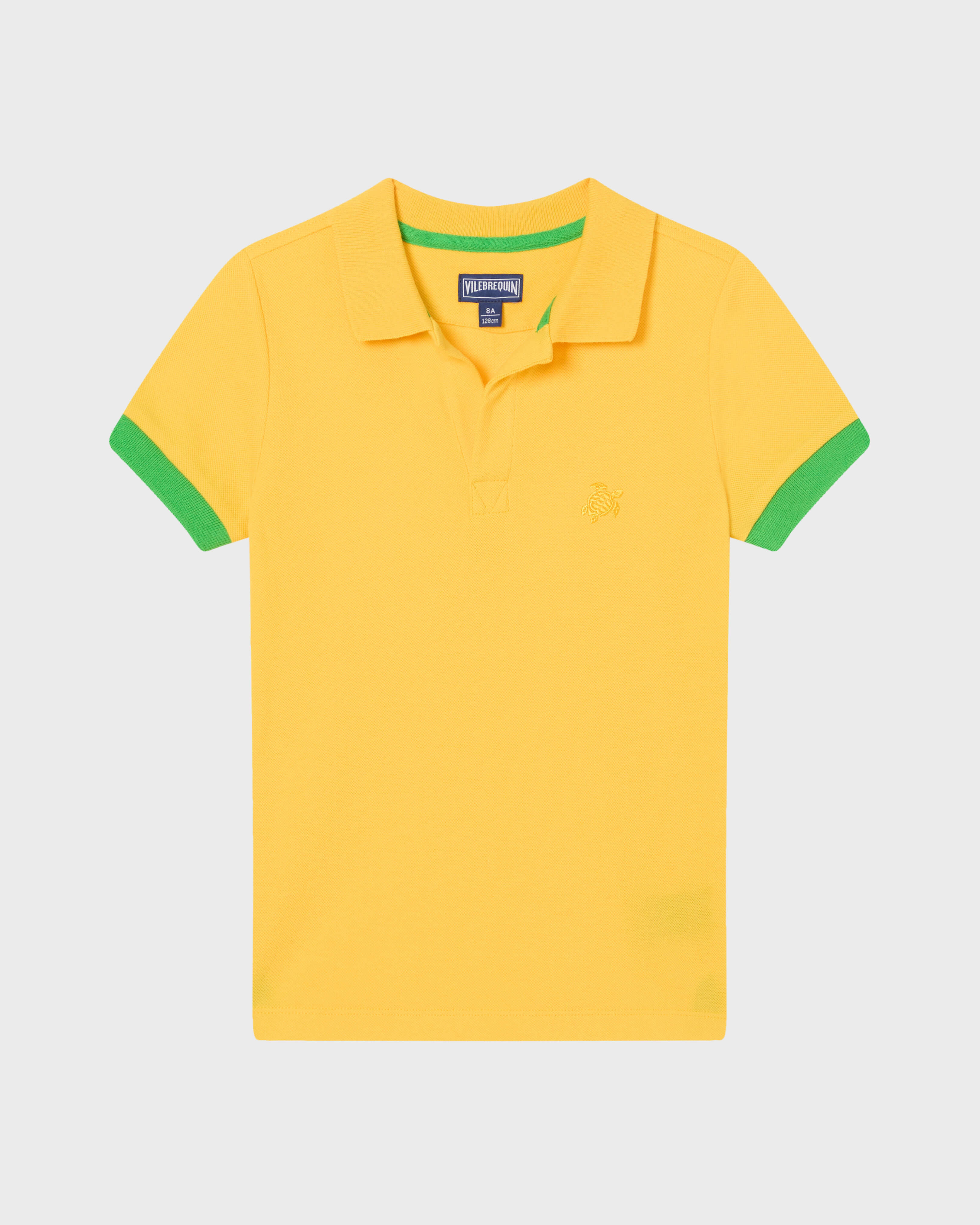 Polo de algodón de color liso para niño MAIZ front view