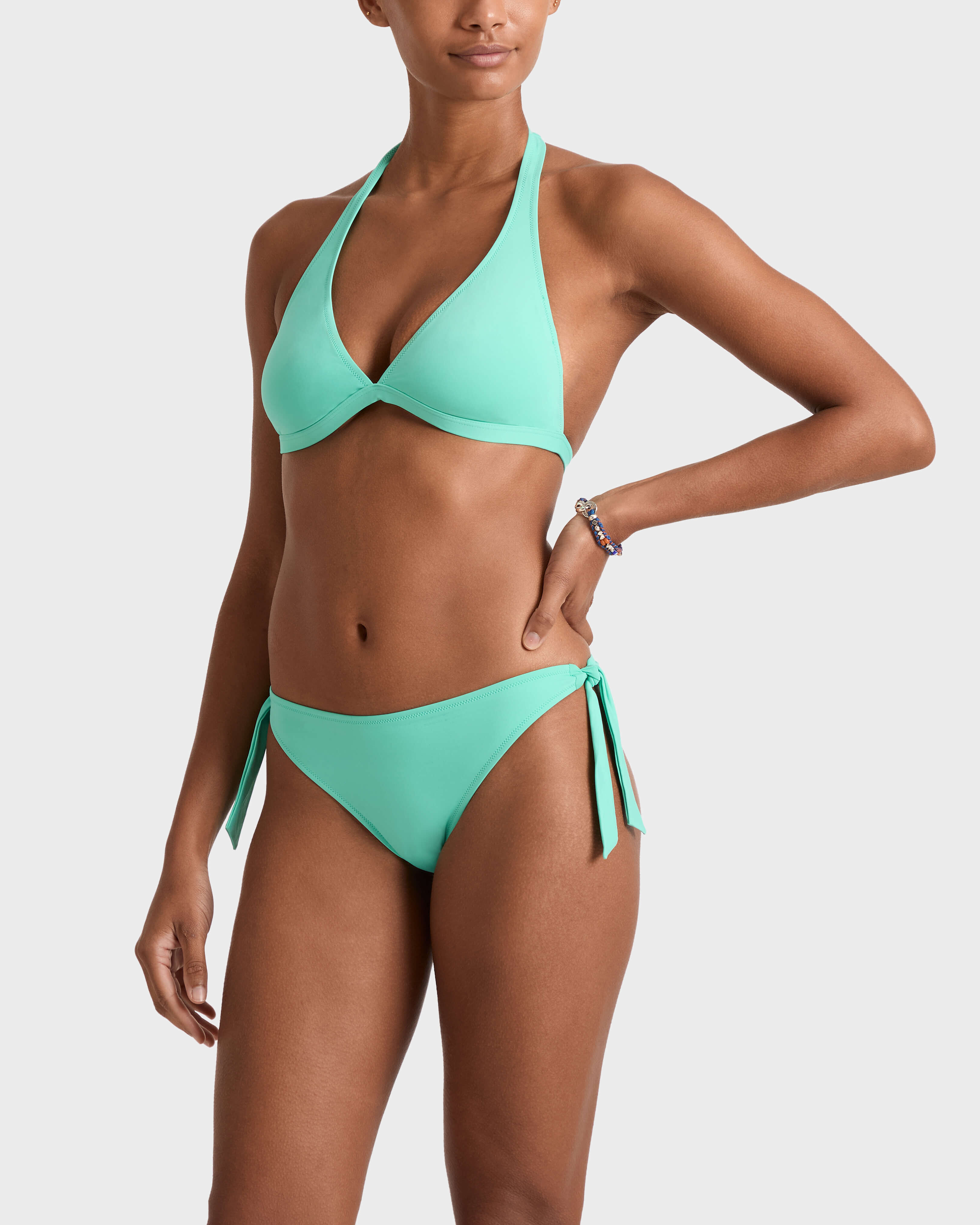 Bas de maillot de bain à nouer femme uni CARIBBEAN frontworn view