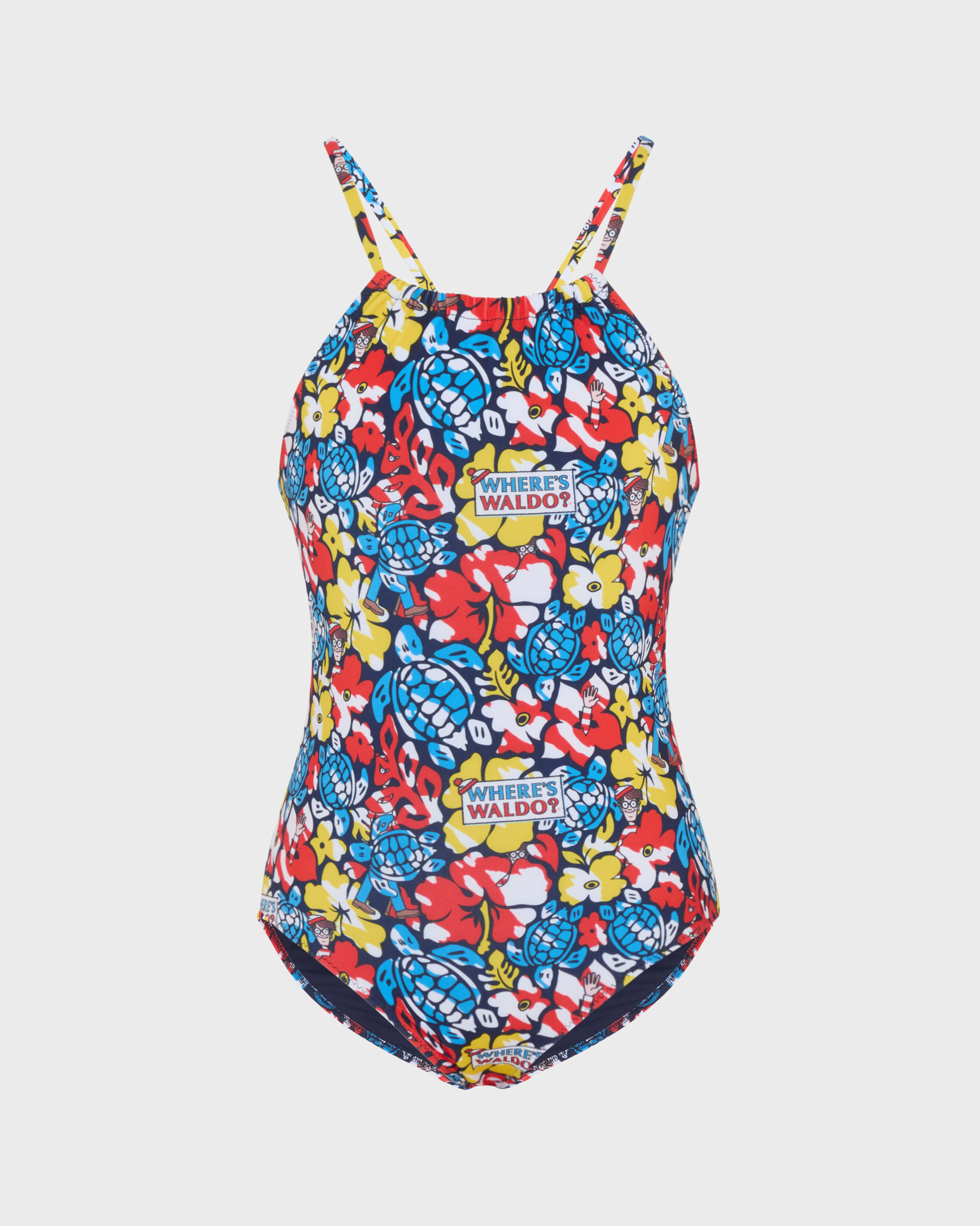 Maillot de bain une pièce fille Tropico Waldo - Vilebrequin x Où est Charlie ? BLEU MARINE front view