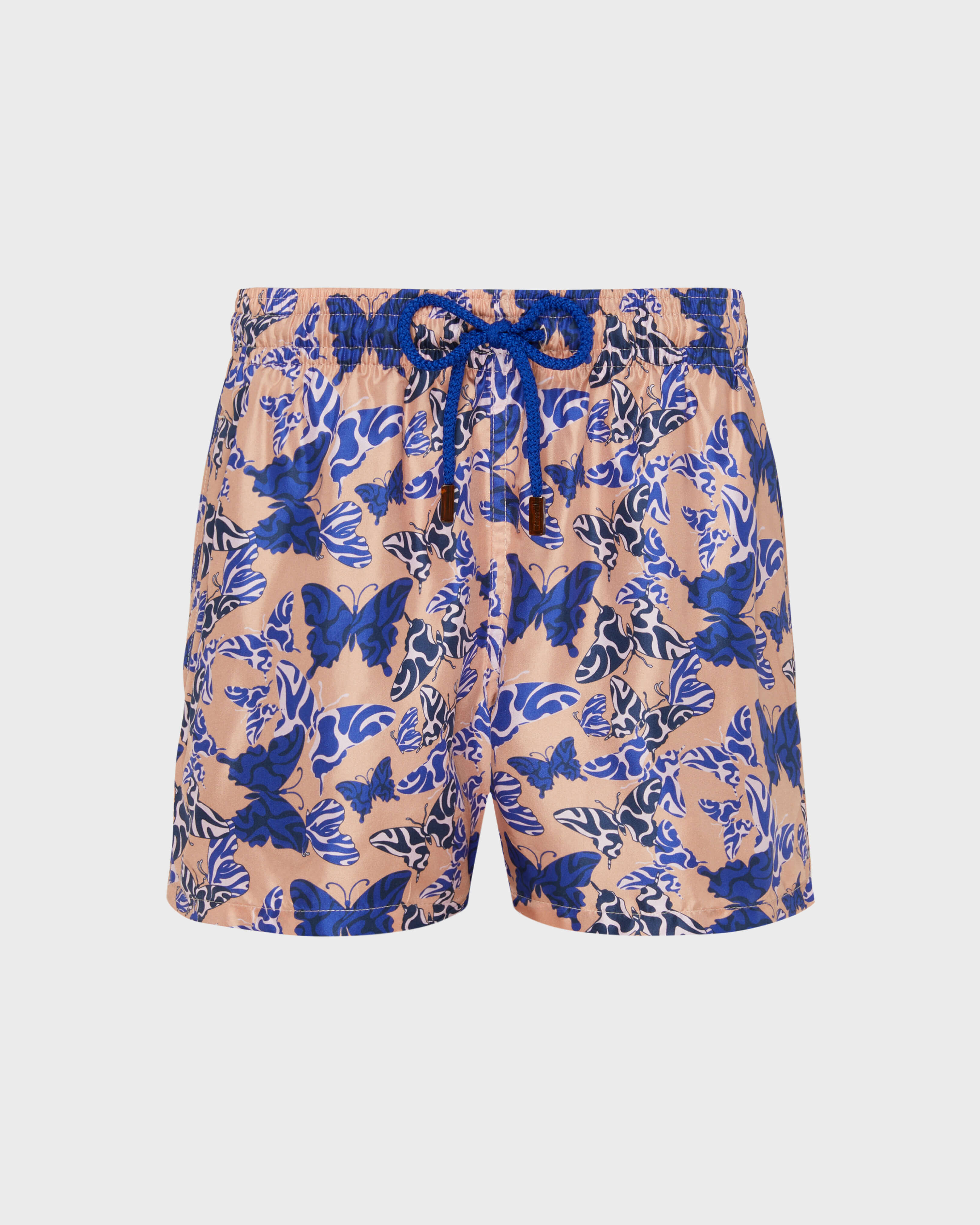Women Silk Bermuda Shorts Disco Butterflly BLUSH front view