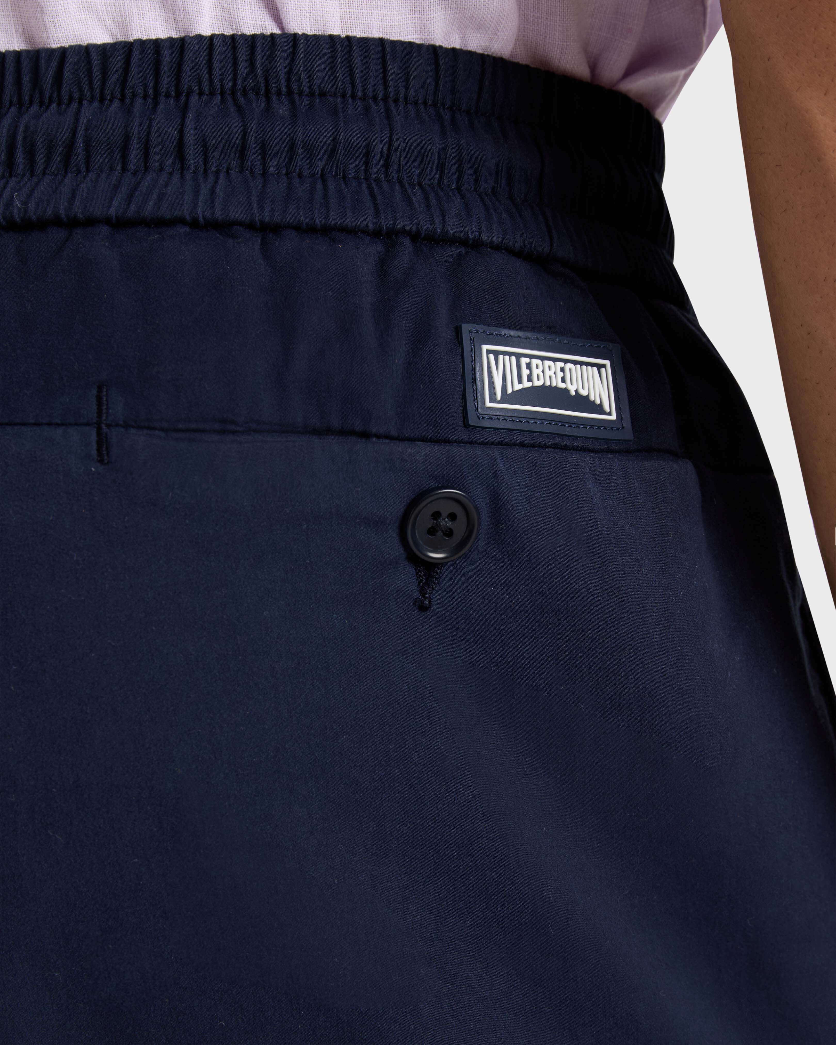 Pantalon en coton satin homme uni BLEU MARINE supp1 view