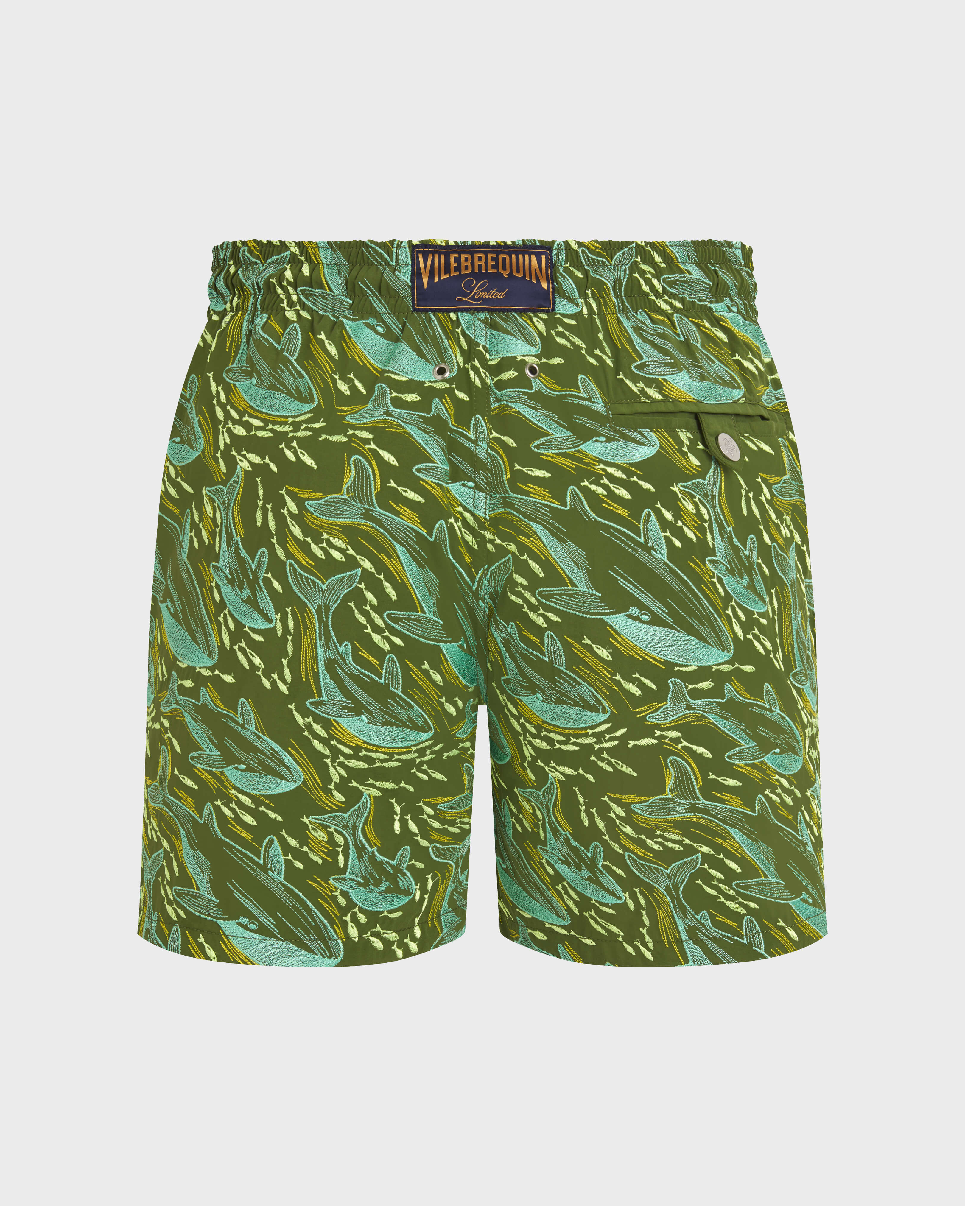 Bañador con bordado Whales Offset para hombre - Edición limitada MILITAIRE back view