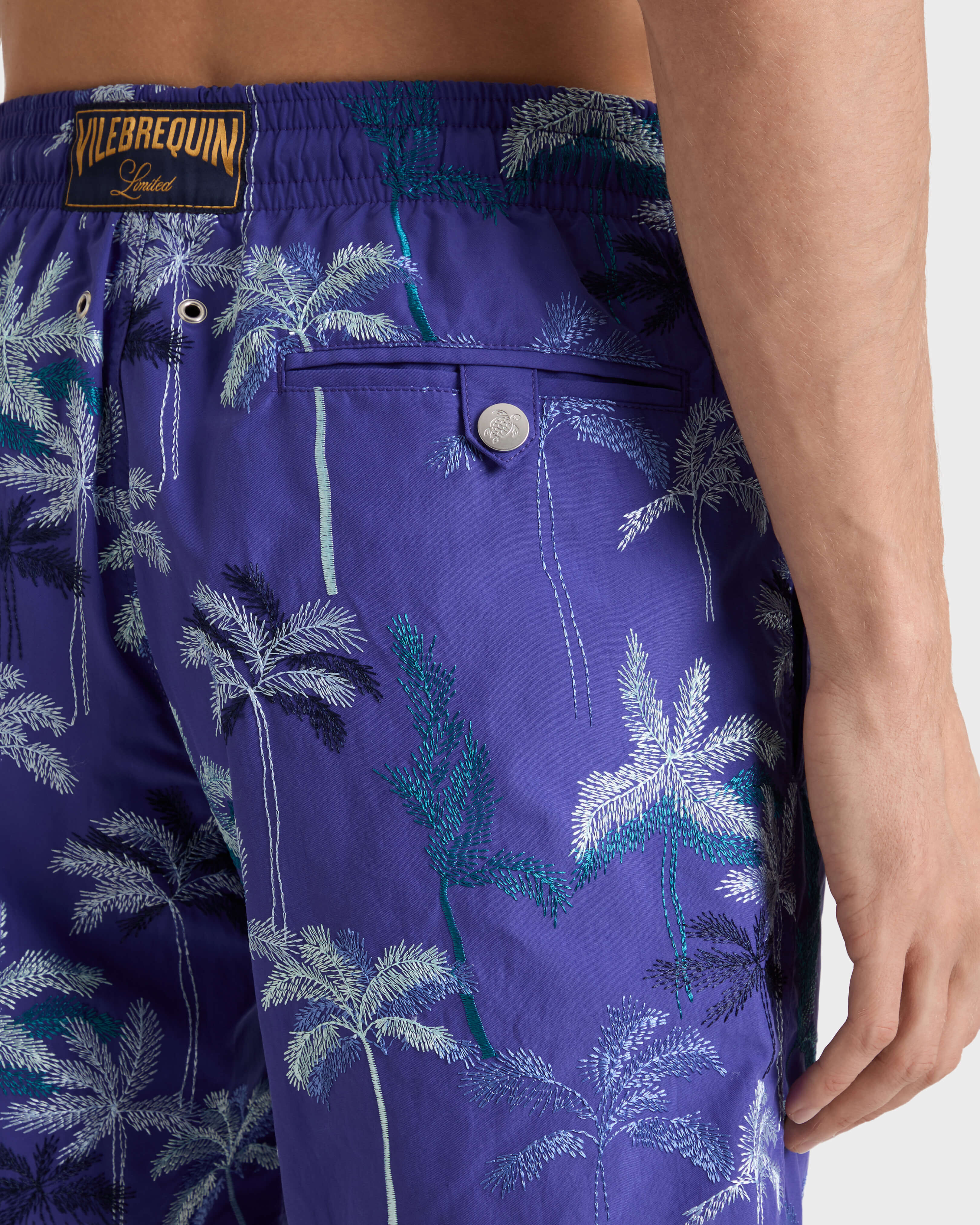 Pantaloncini mare uomo ricamati Palm Offset - Edizione limitata PURPLE BLUE supp1 view