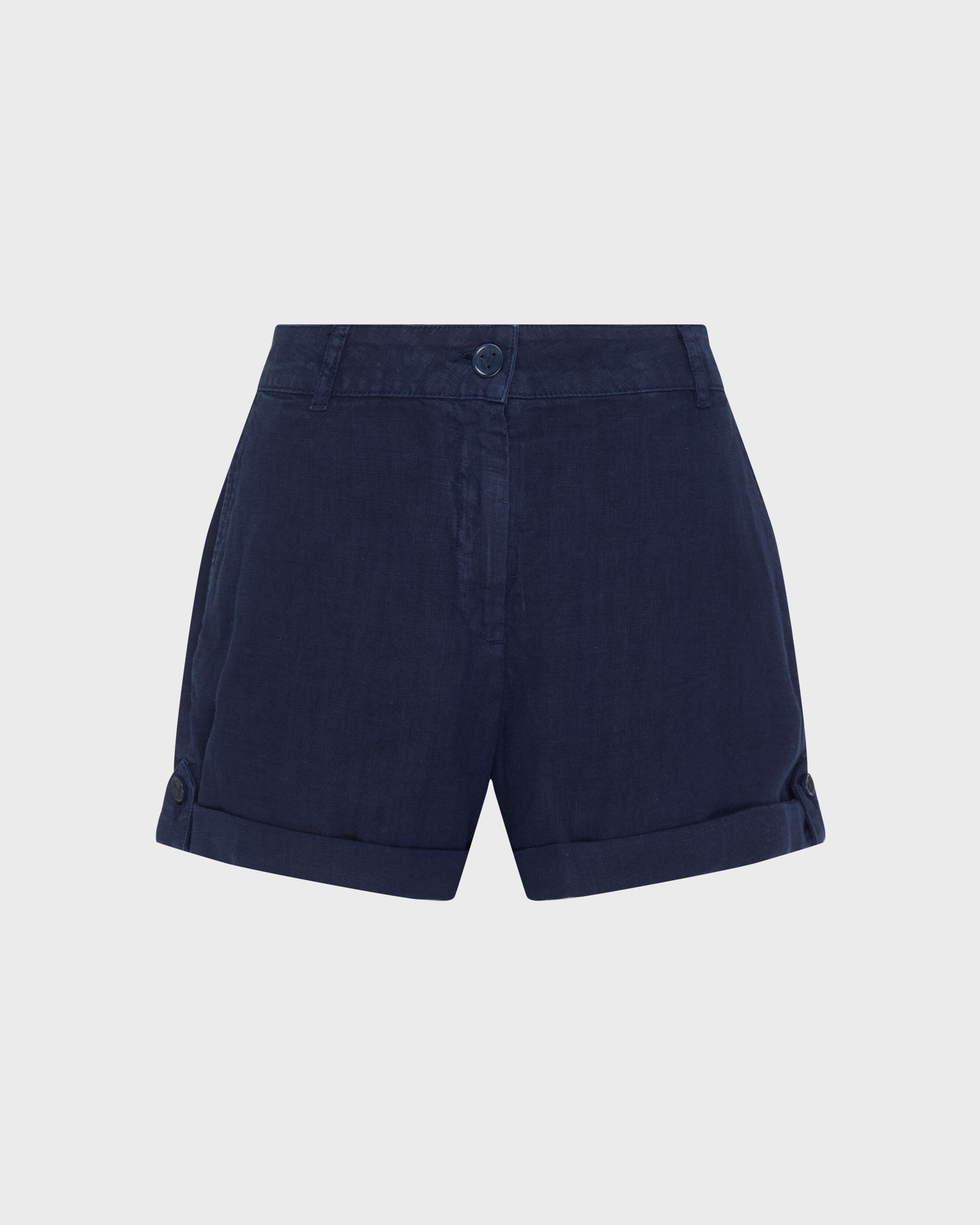 Solid Bermudashorts aus Leinen für Damen MARINEBLAU front view