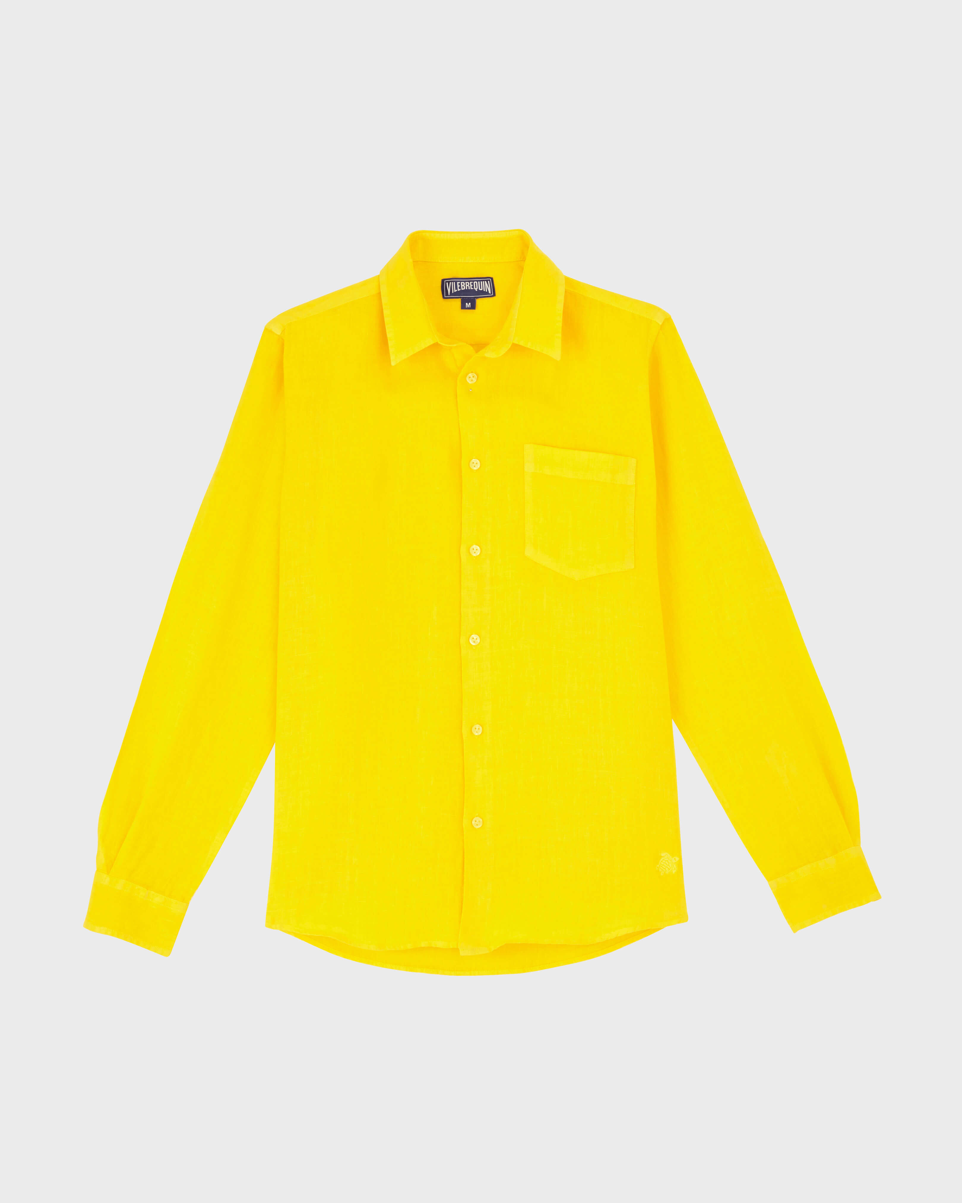 Men Linen Shirt Solid CORN front view