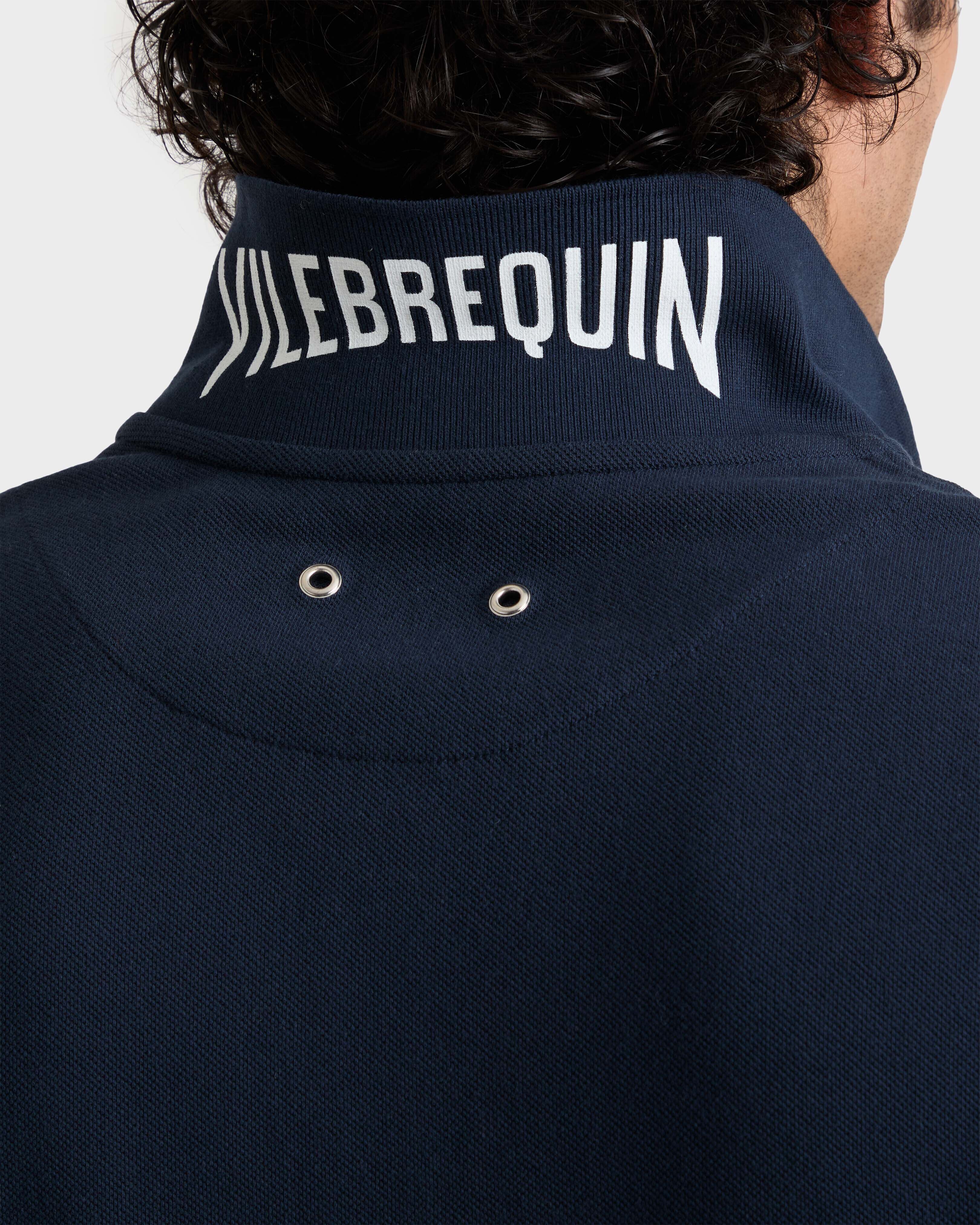 Men Organic Cotton Pique Polo Shirt Solid NAVY supp2 view