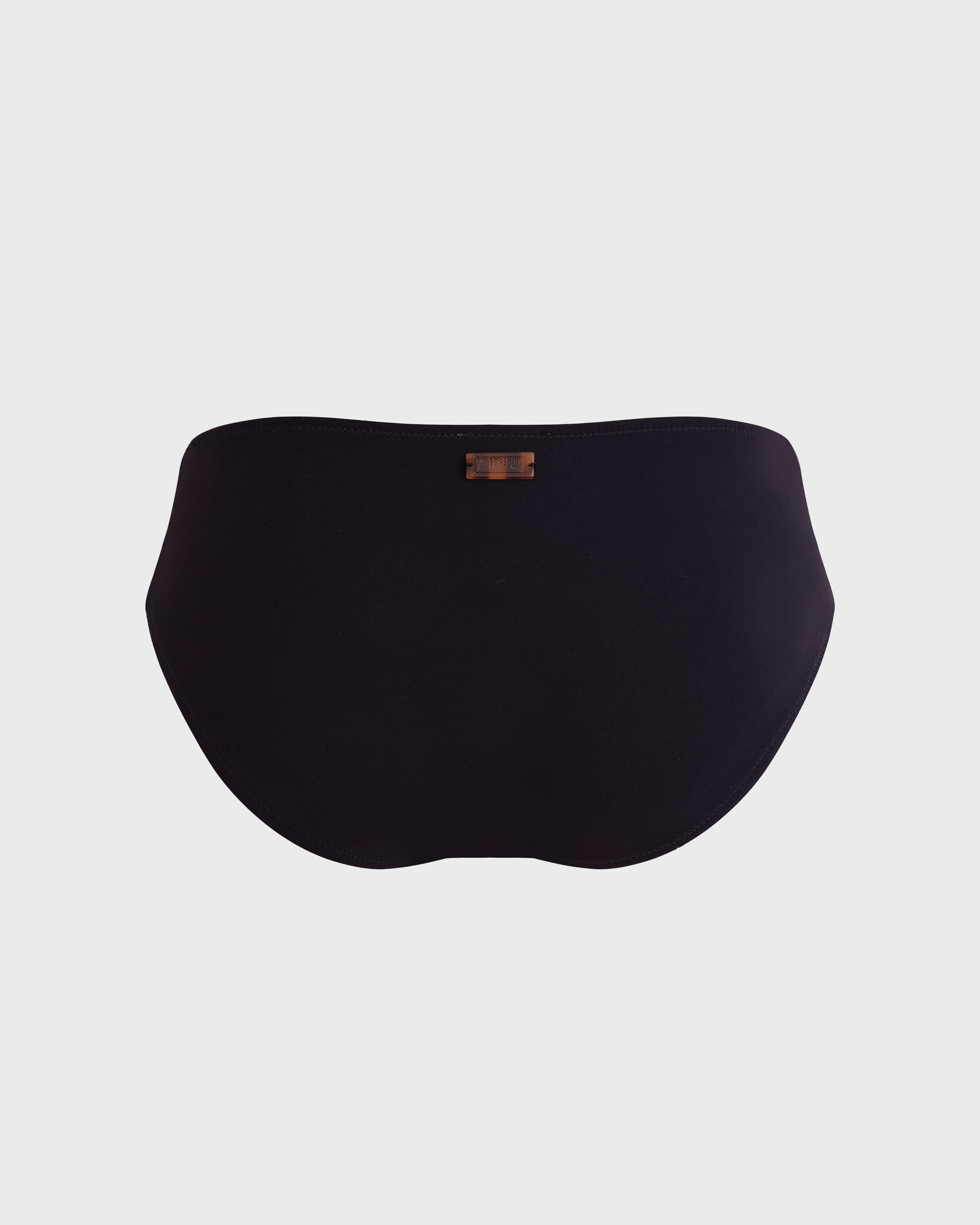Women Mid Rise Brief Bikini Bottom Solid BLACK back view