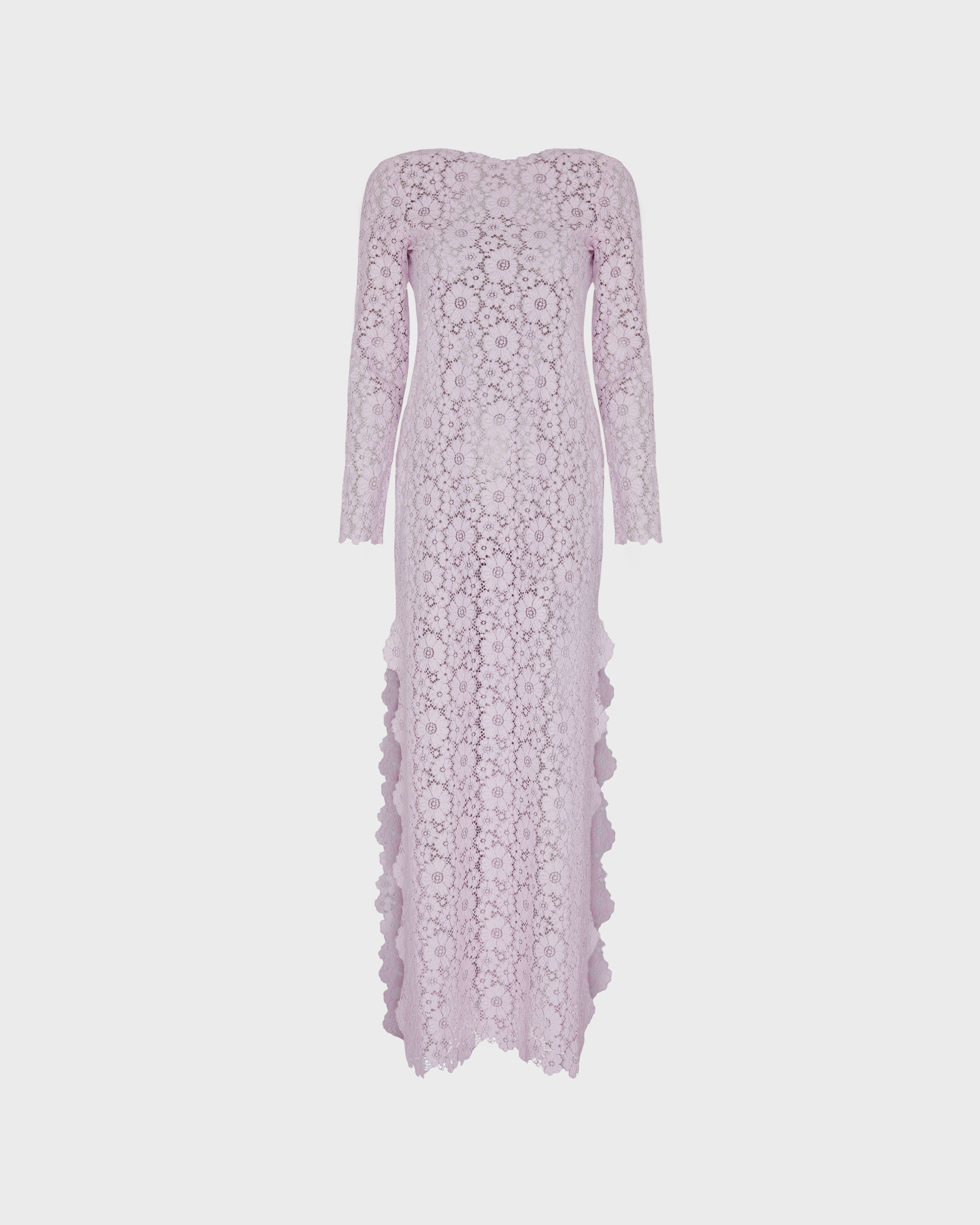 Vestido largo de encaje floral para mujer PETALE / PINK front view