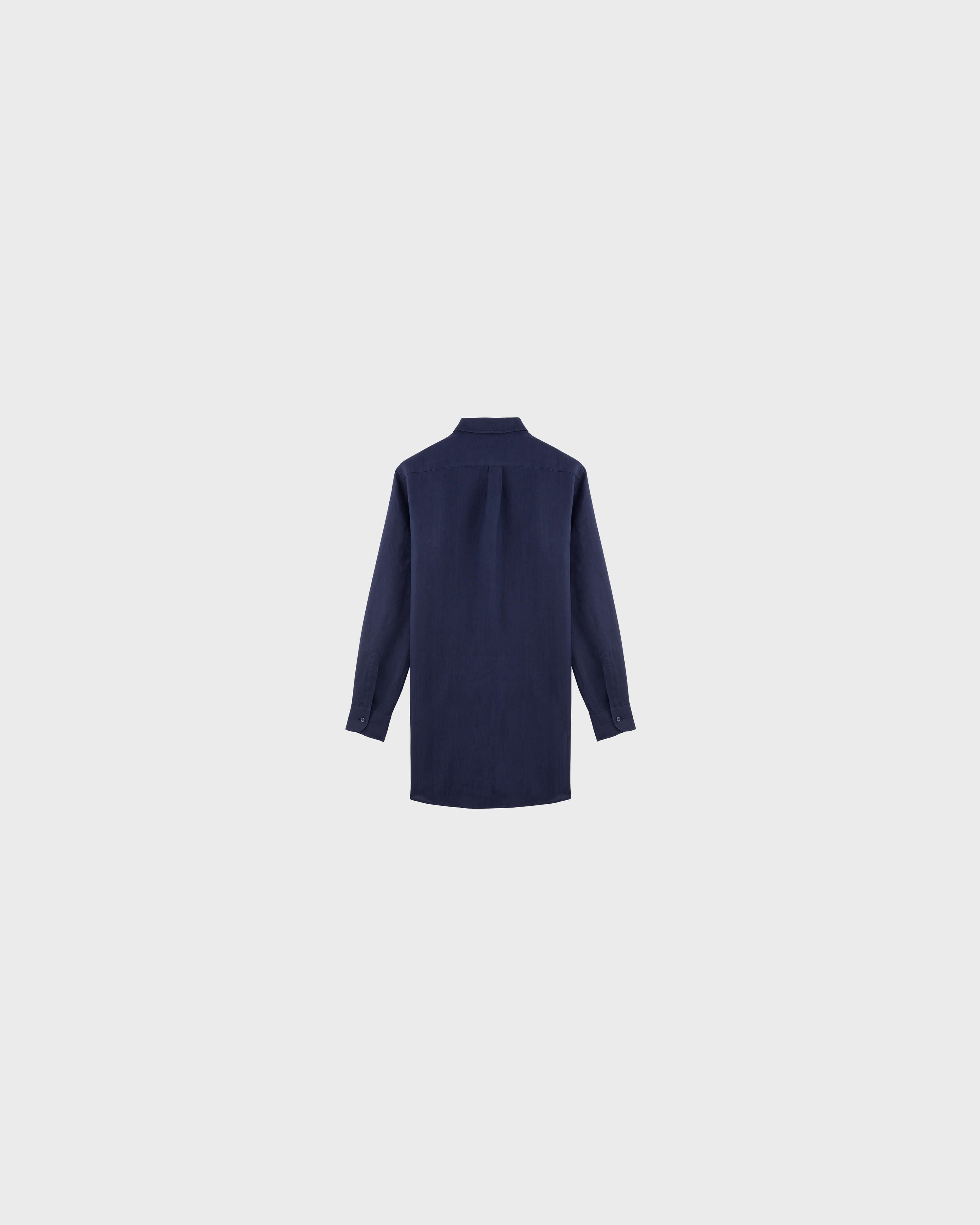 Robe chemise femme unie BLEU MARINE back view