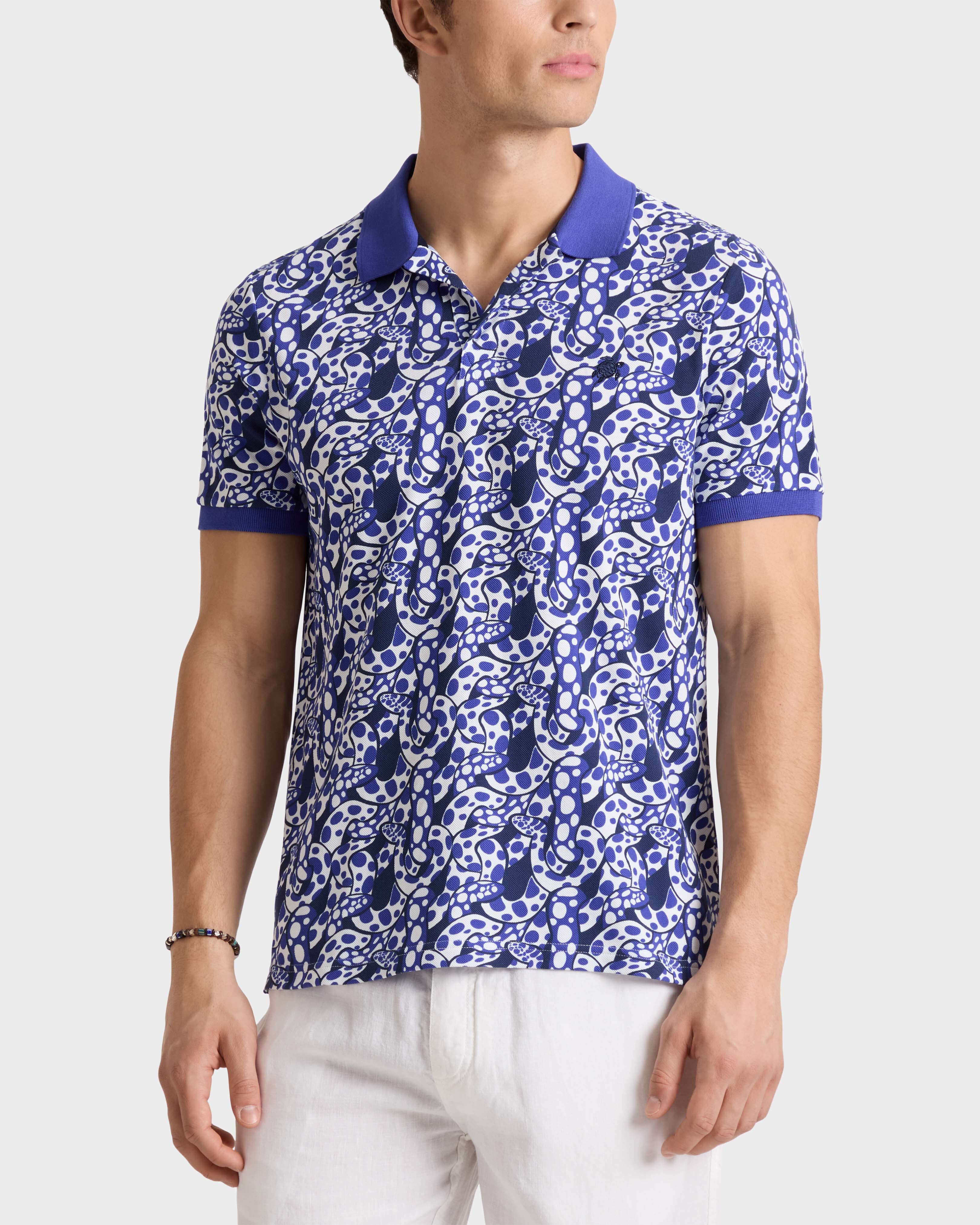 Men Organic Cotton Pique Polo Drymobius INK frontworn view