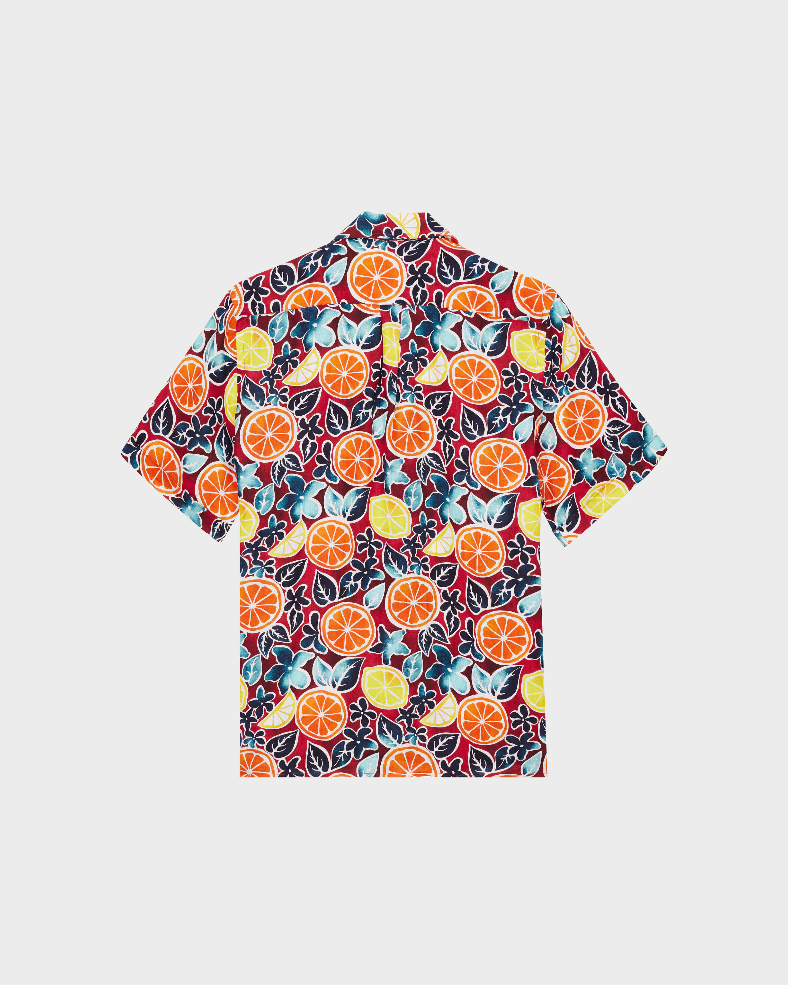 Chemise bowling en lin homme Presse Citron BOURGOGNE back view