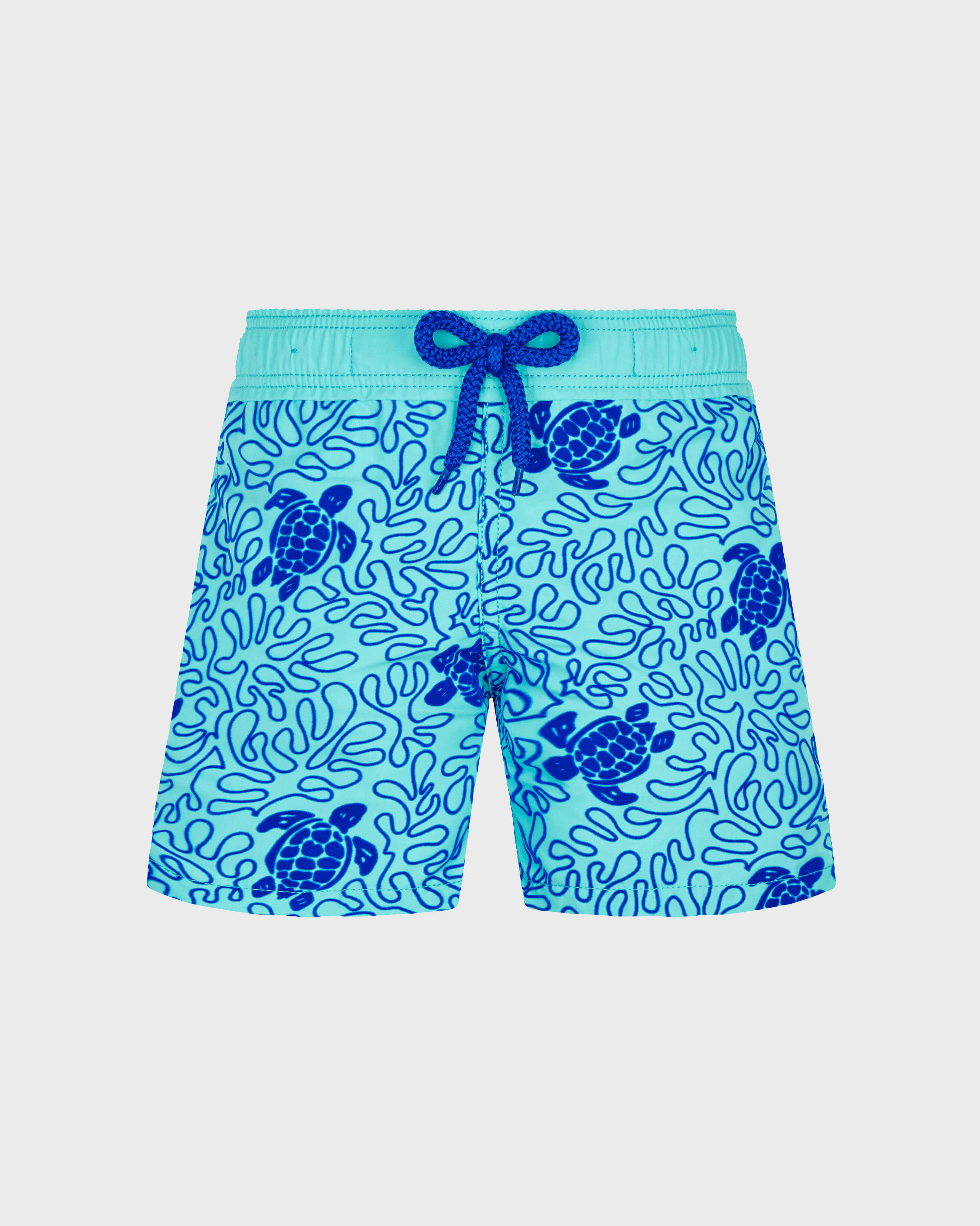 Maillot de bain garçon Turtles Splash Flocké BLEU LAZULI front view