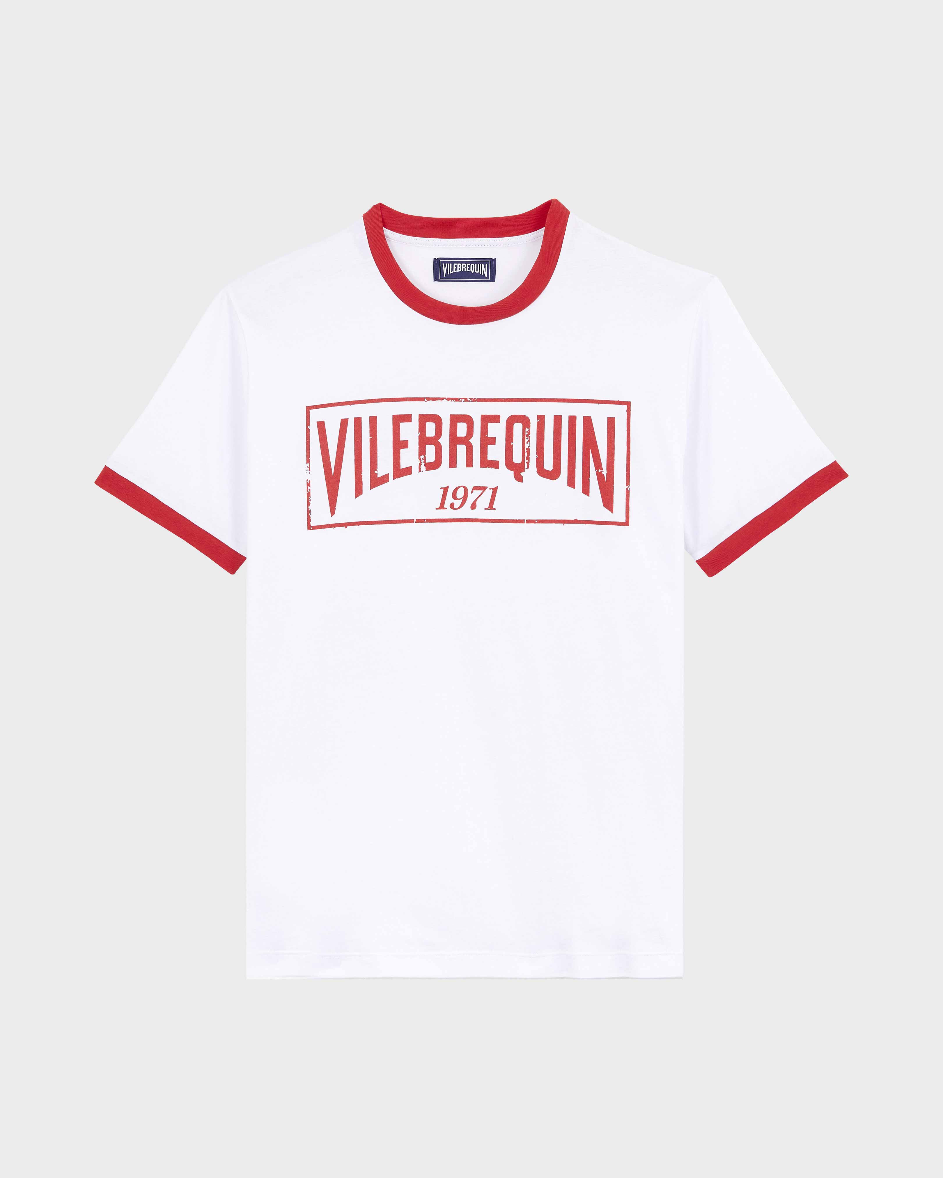 T-Shirt aus leichtem Baumwolljersey mit zweifarbigem Logo für Herren MOHNROT front view