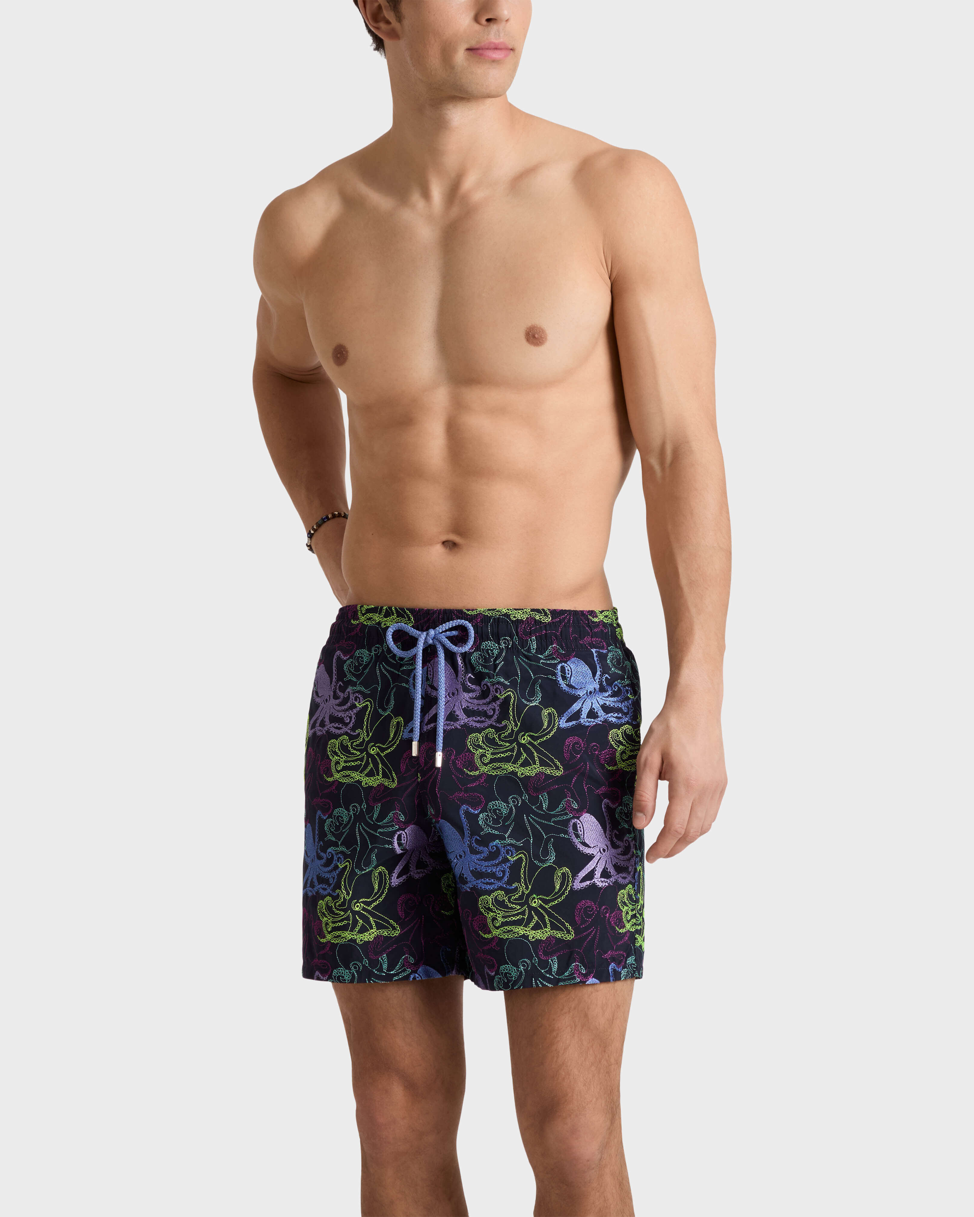 Pantaloncini mare uomo ricamati Octopussy - Edizione limitata BLU MARINE frontworn view