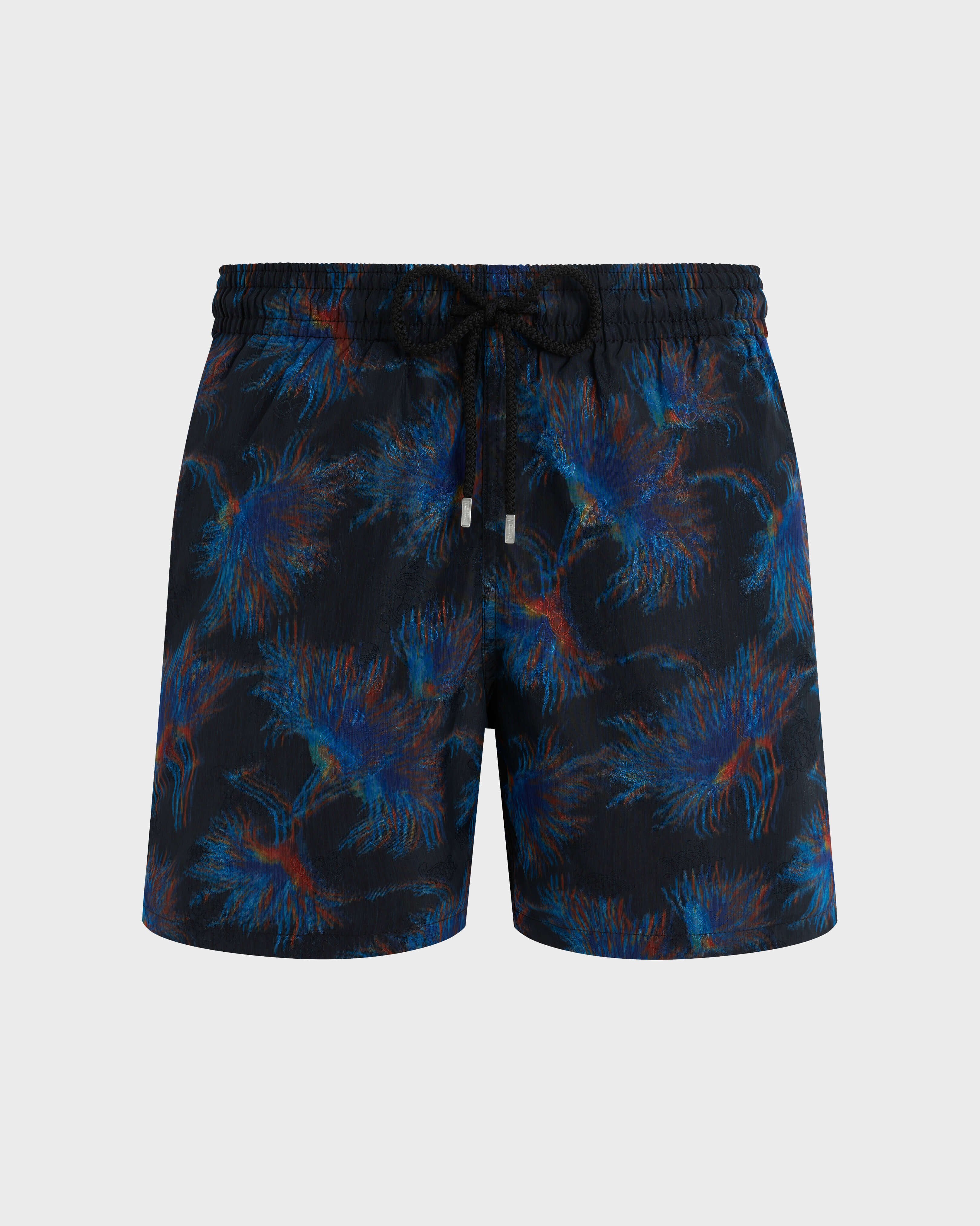 Men Silk Swim Shorts Kyoto - Vilebrequin x Maison BUCOL BLACK front view