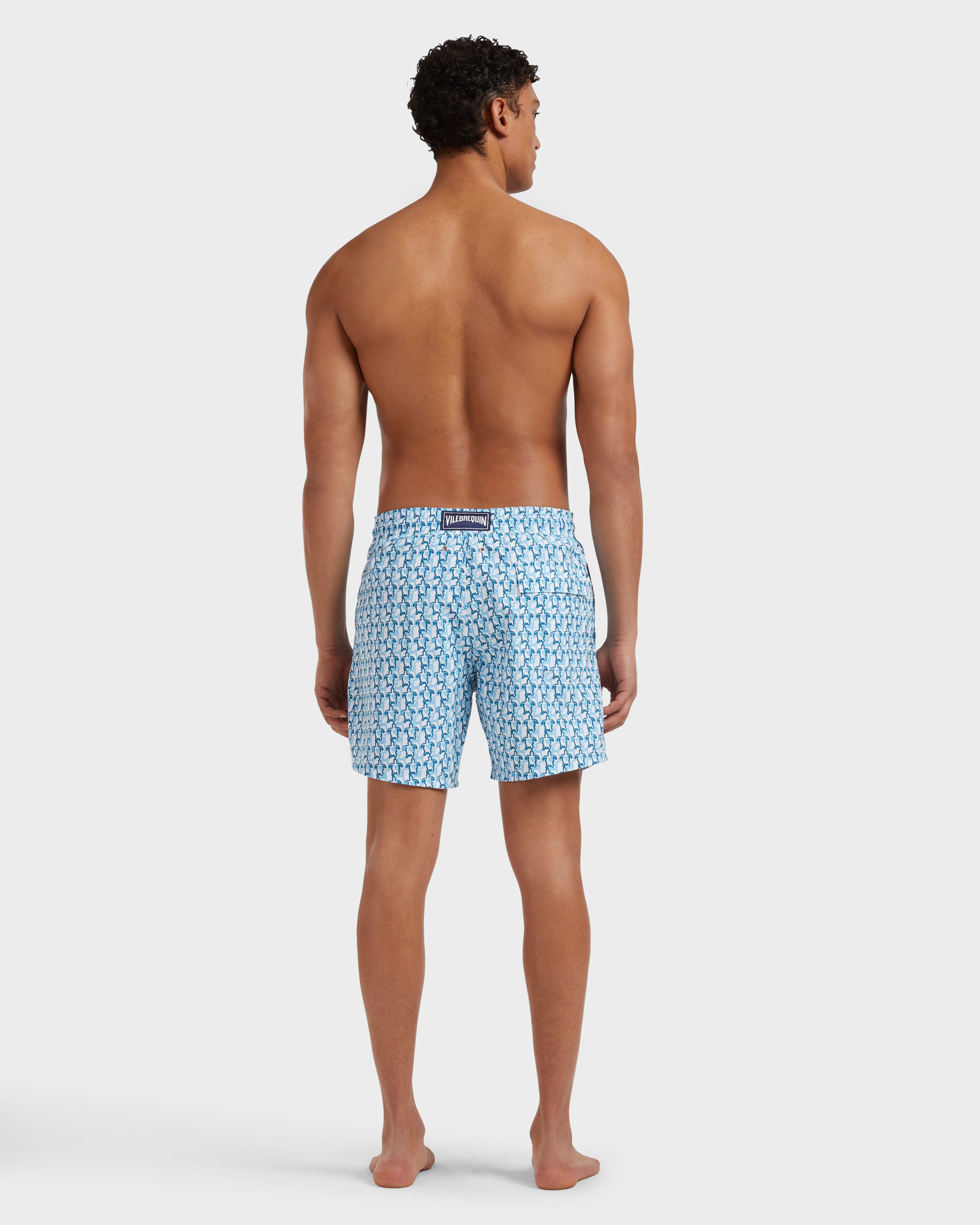 Men Swim Shorts Turtles Net WHITE backworn view