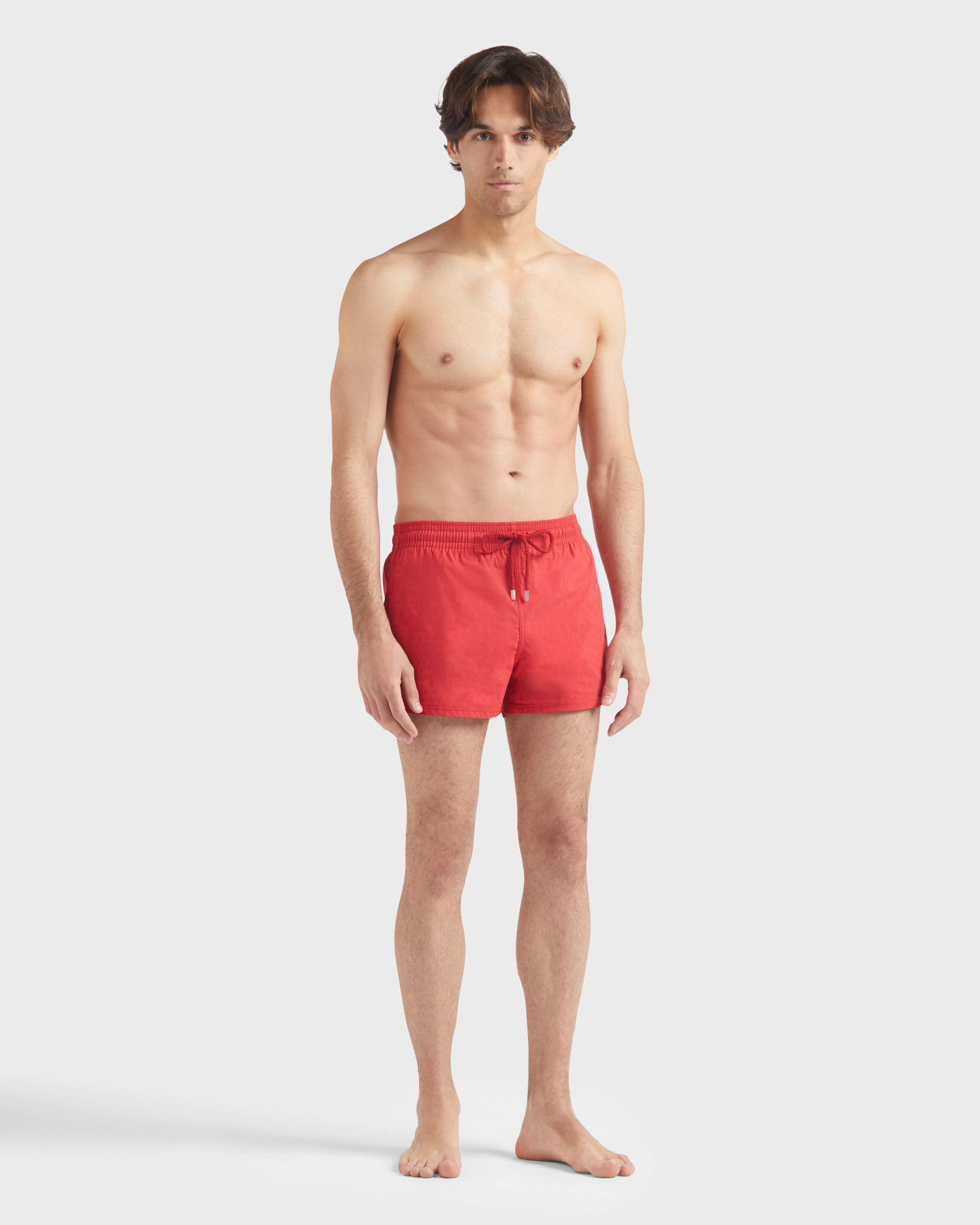 Men Short Swim Trunks Jacquard Turtles LIPSTICK frontworn view