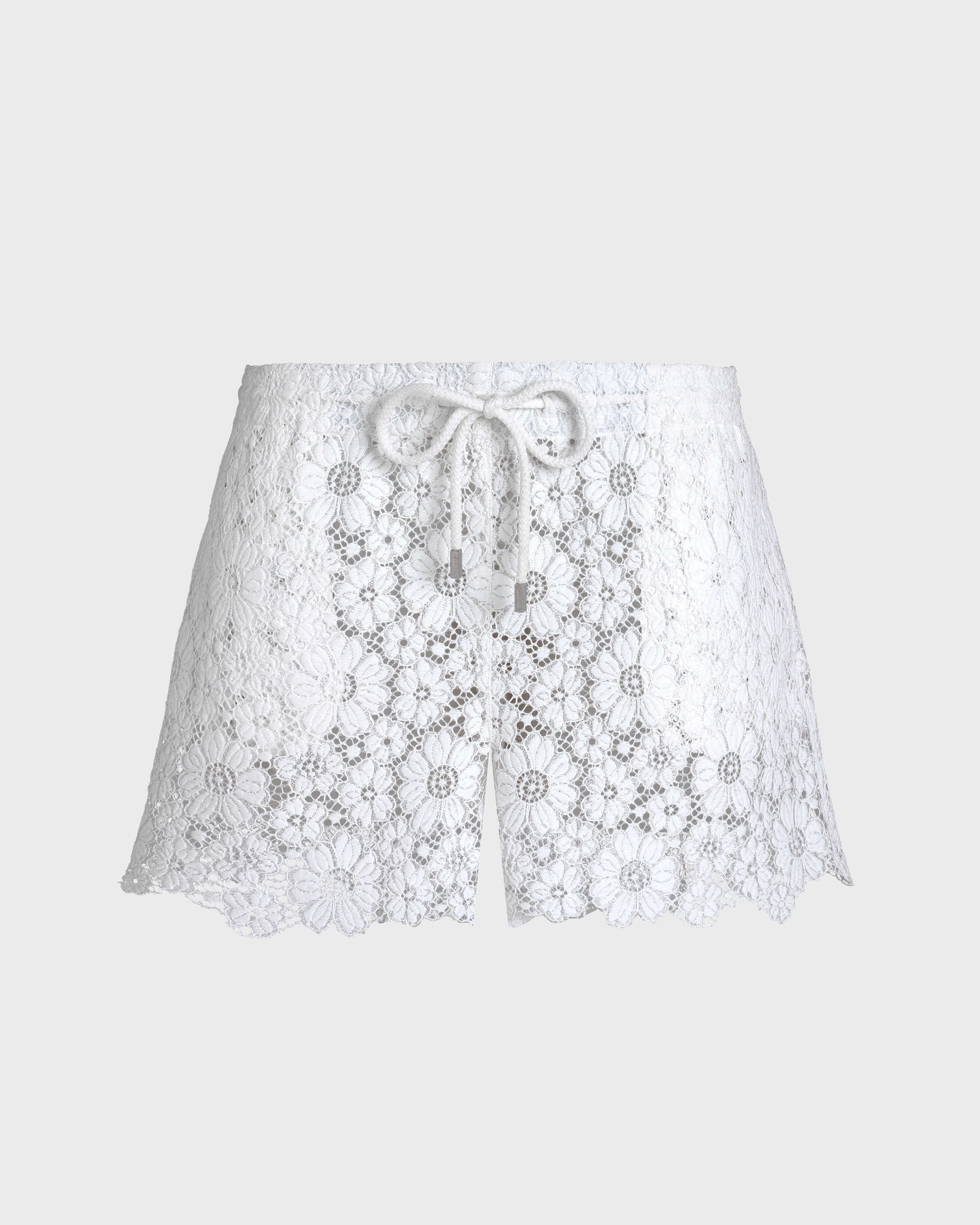 Pantalón corto en guipur floral mujer - Collection Limited BLANCO front view
