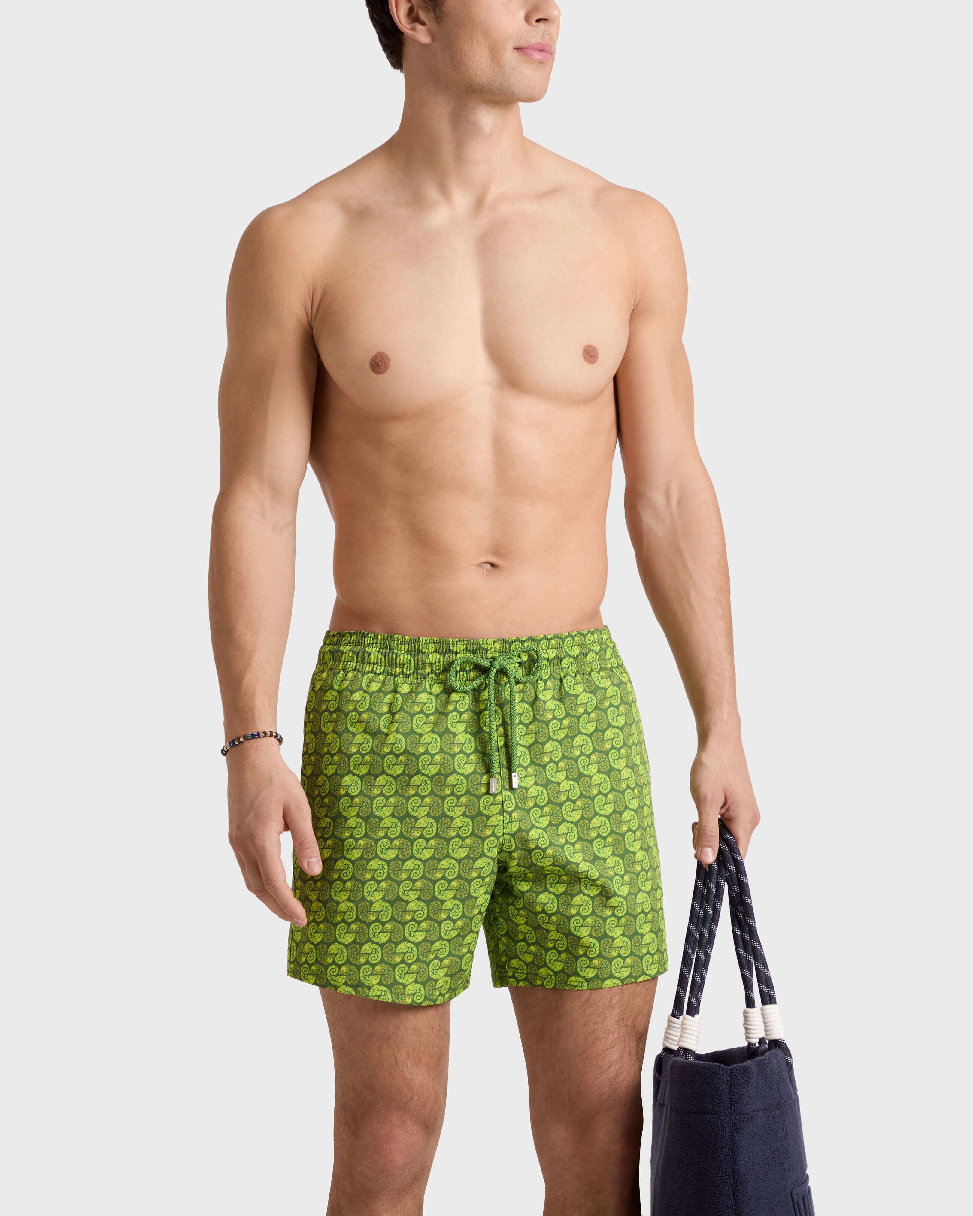 Men Stretch Short Swim Shorts Camaleo MILITAIRE frontworn view
