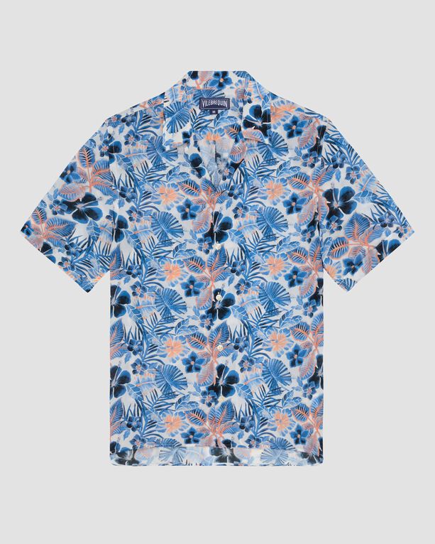 Vilebrequin - Men Viscose Bowling Shirt Island Flowers - Shirt - Charli - White - Size L
