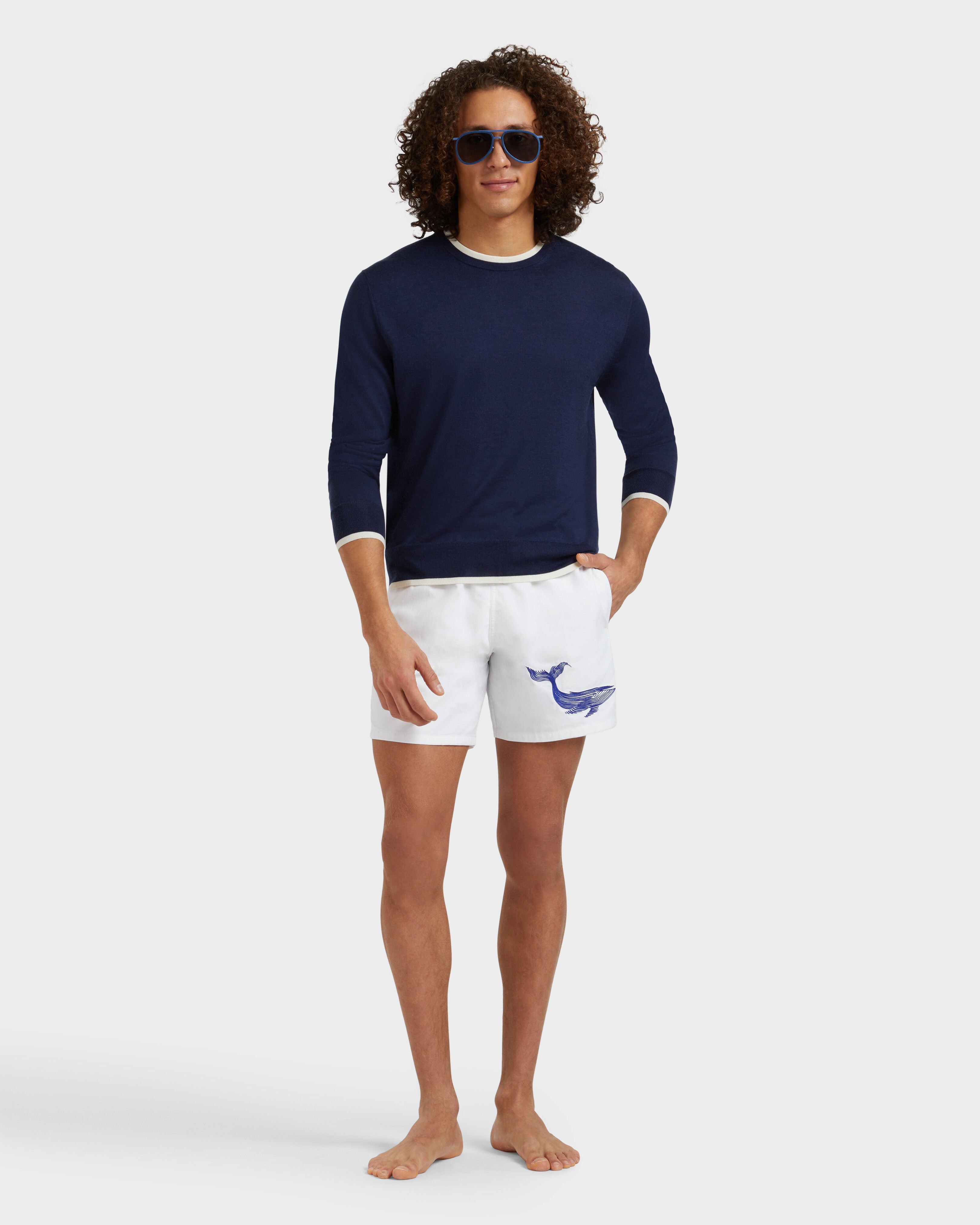 Men Swim Shorts Embroidered Whale WHITE supp1 view